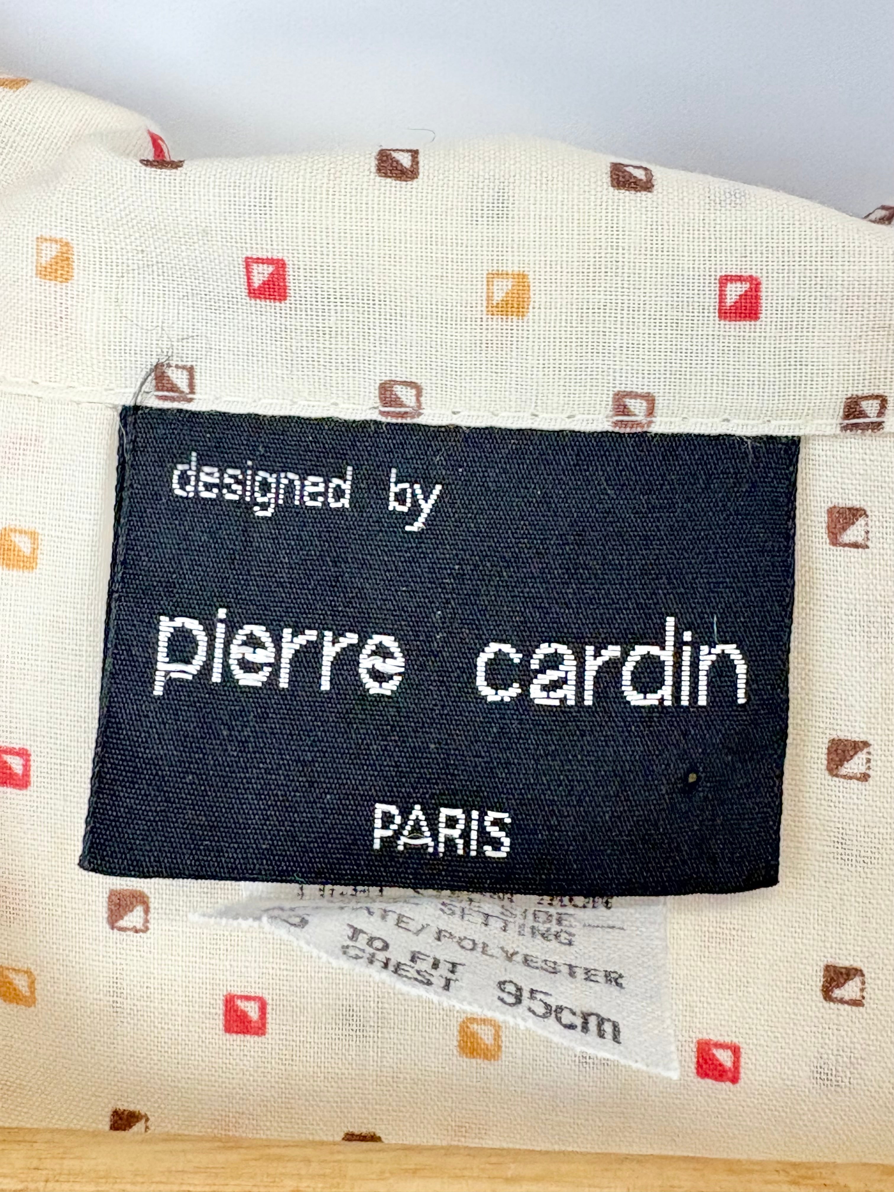 Vintage Pierre Cardin Cream Micro-Pattern Pyjama Set