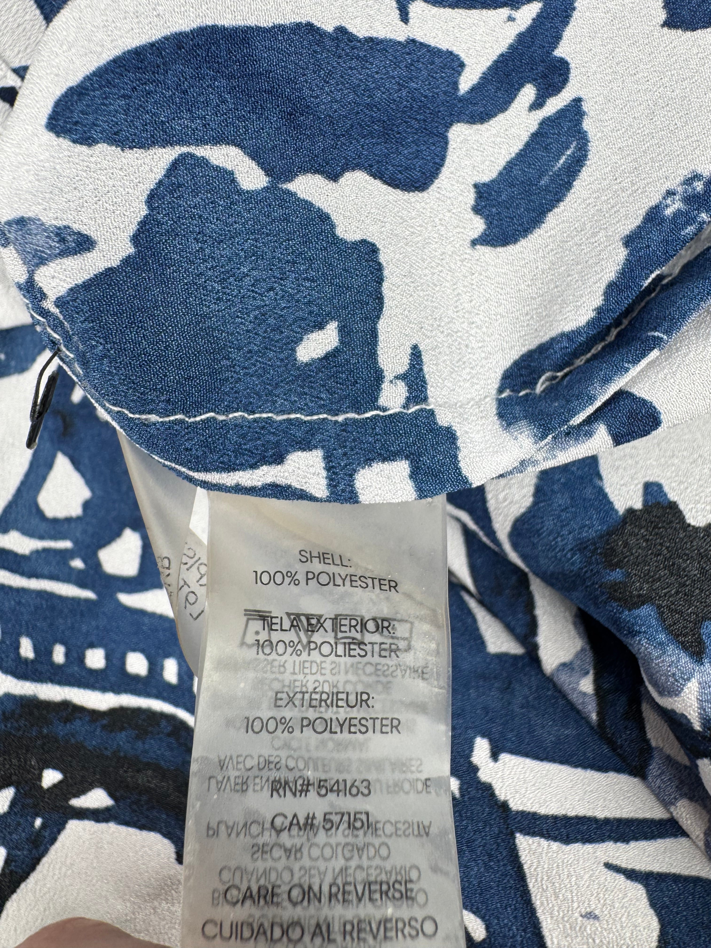 Karl Lagerfeld Blue & White Watercolour Illustrated Blouse - AU10/12