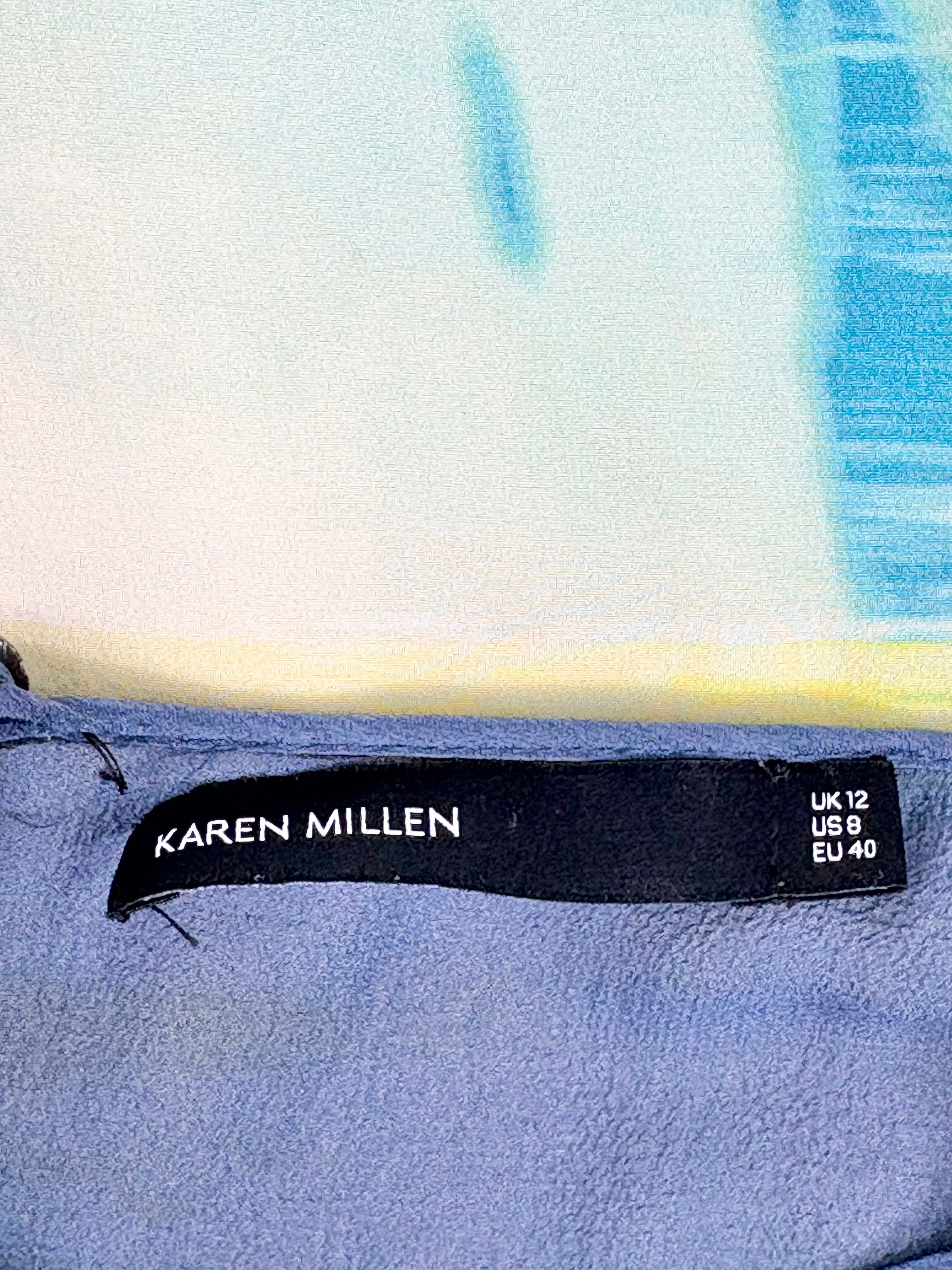 Karen Millen Abstract Multicolour Silk Short Sleeve Dress - AU12