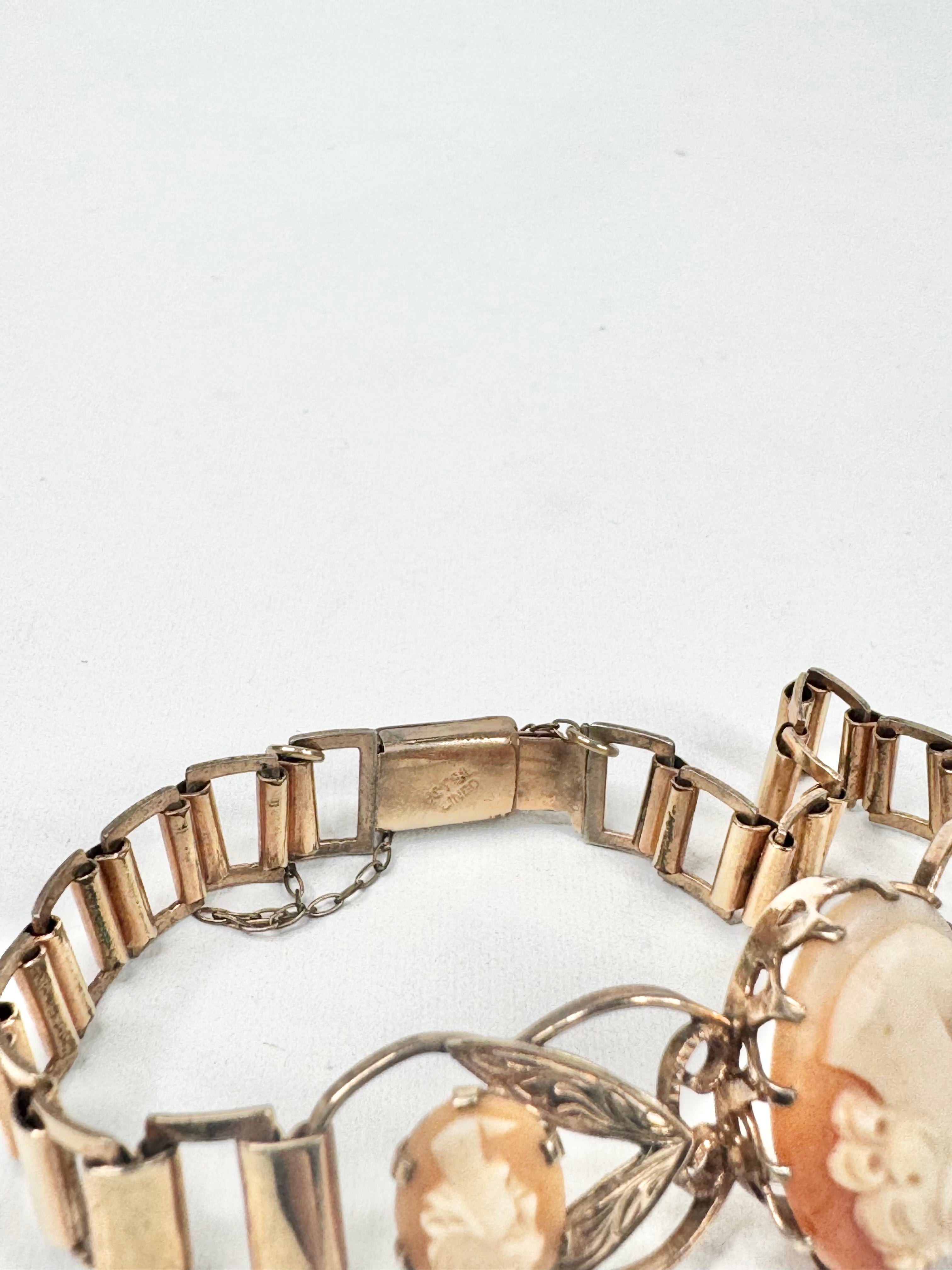 Vintage Gold Plated Triple Cameo Bracelet