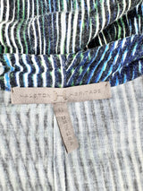 Halston Heritage Blue Striped Cowl Neck Midi Dress- AU8