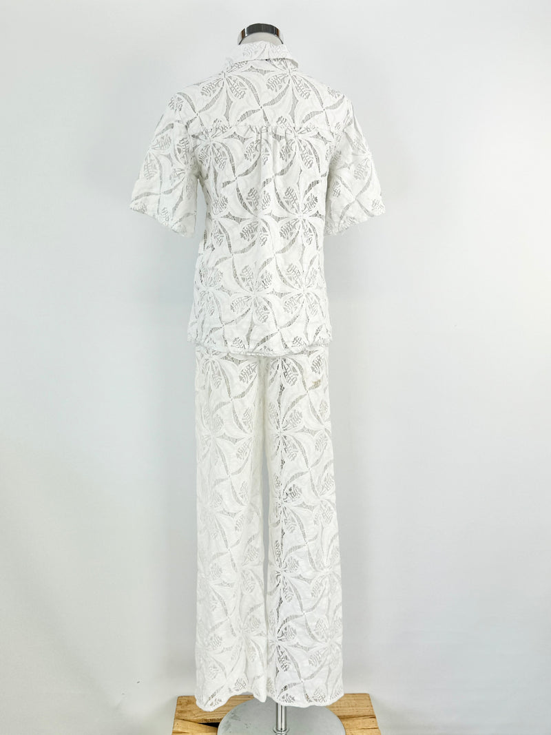 O.P On Parks Sheer White Lace Two Piece - AU8/6