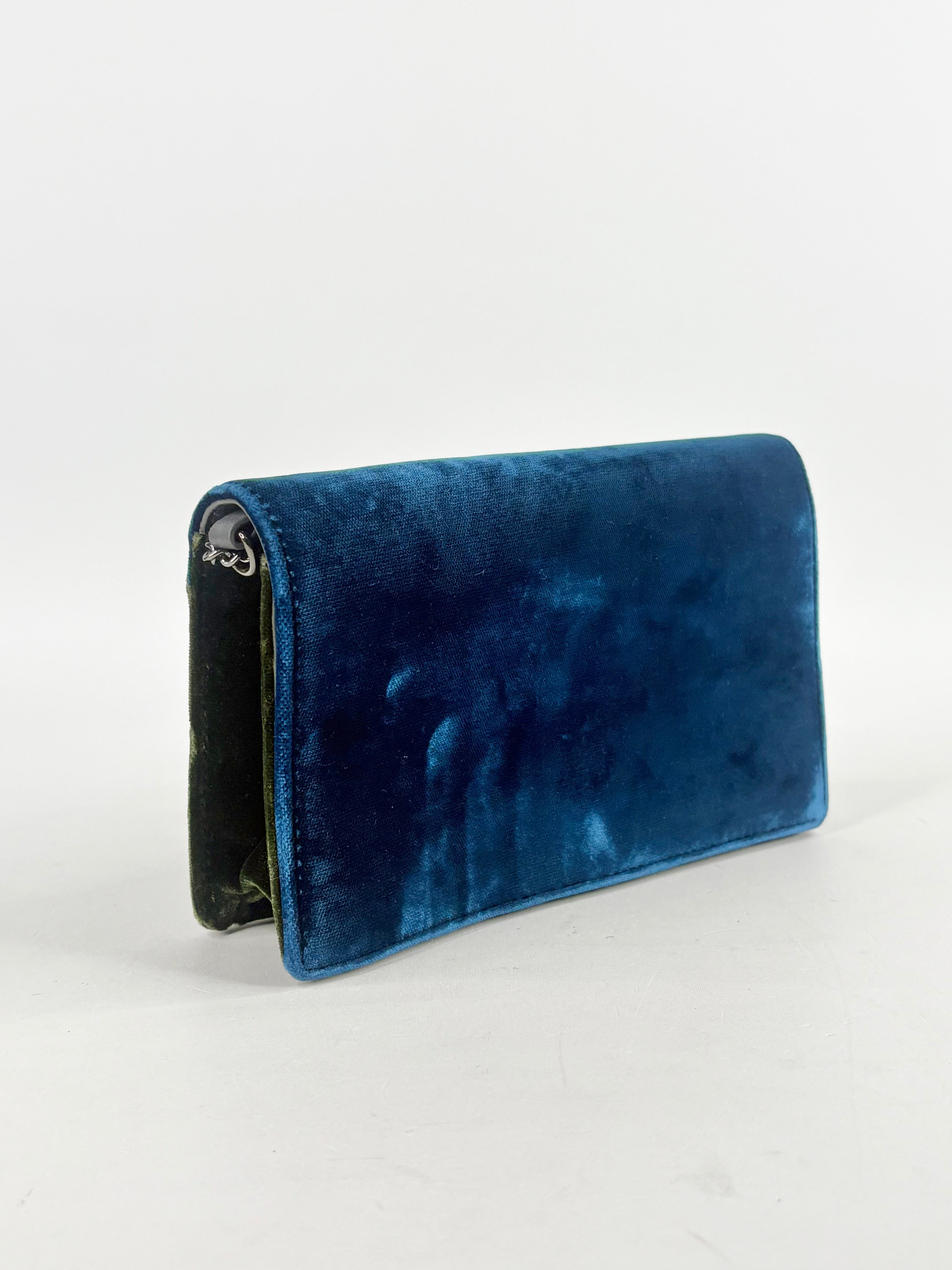 Diane von Furstenberg Blue & Green Velvet Evening Bag