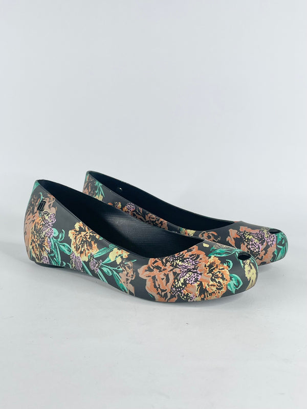 Melissa Black 'Ultragirl 3DB' Floral Butterfly Flats - EU37