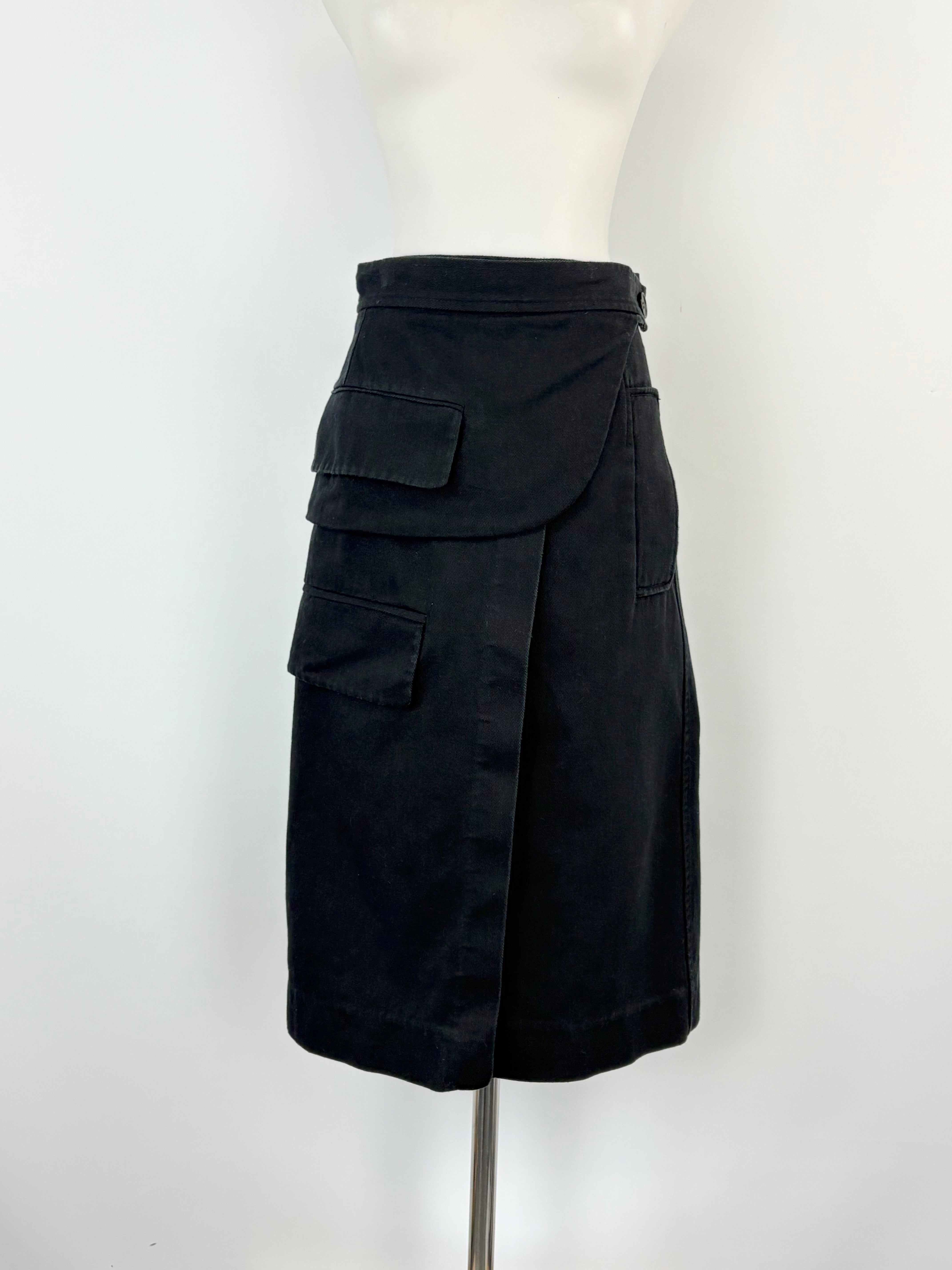 Oroton Black Denim Wrap Skirt - AU8