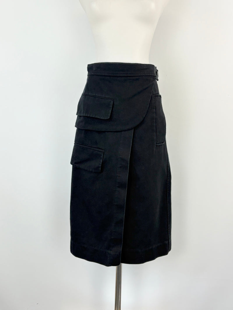 Oroton Black Denim Wrap Skirt - AU8