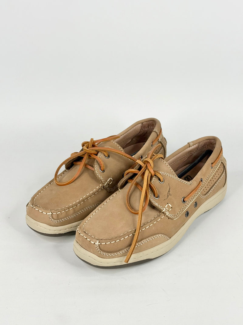 R.M. Williams Taupe Suede Boat-Style Moccasins - EU43