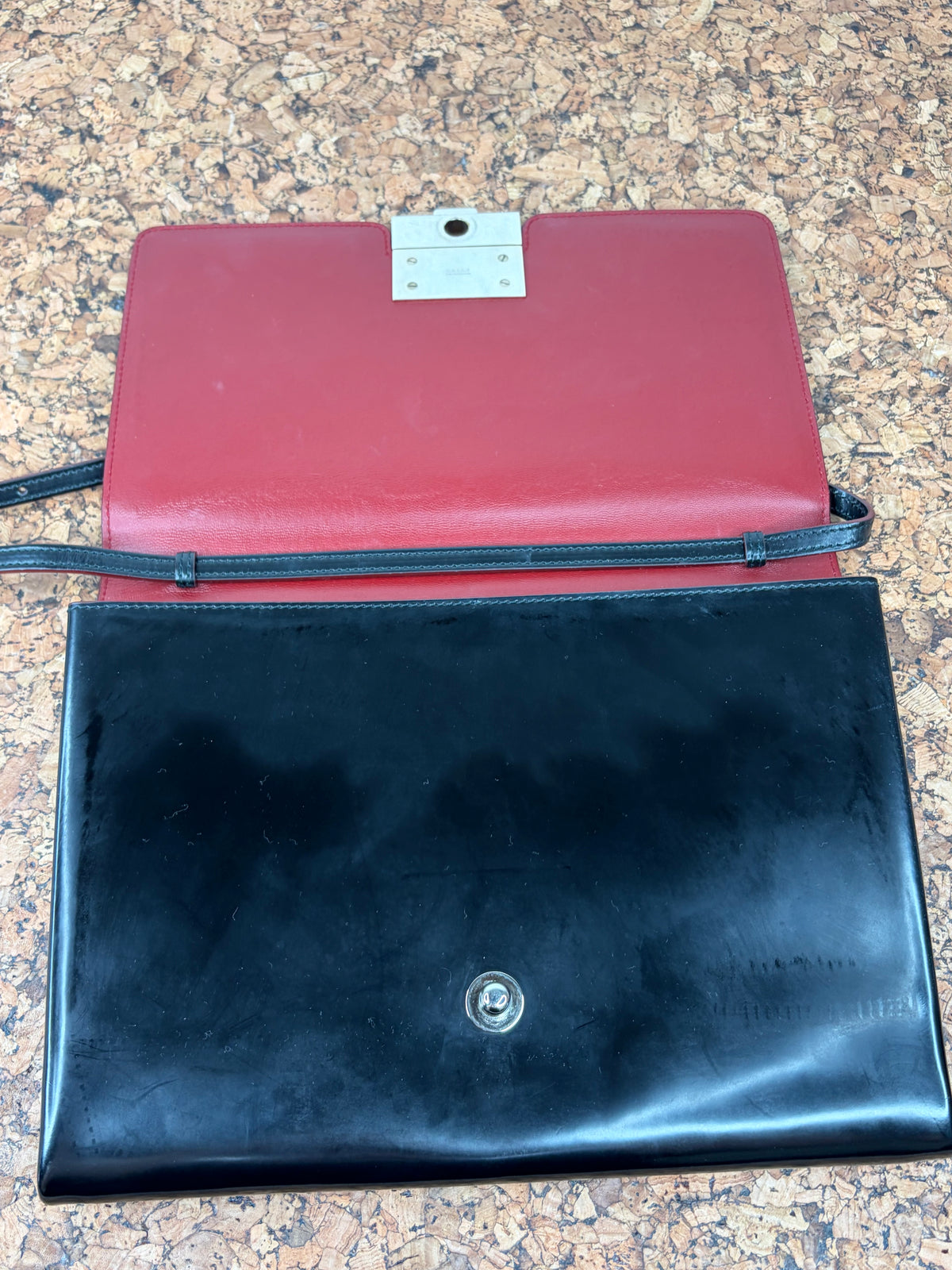 Bally Black & Red Smooth Leather Cross Body Bag