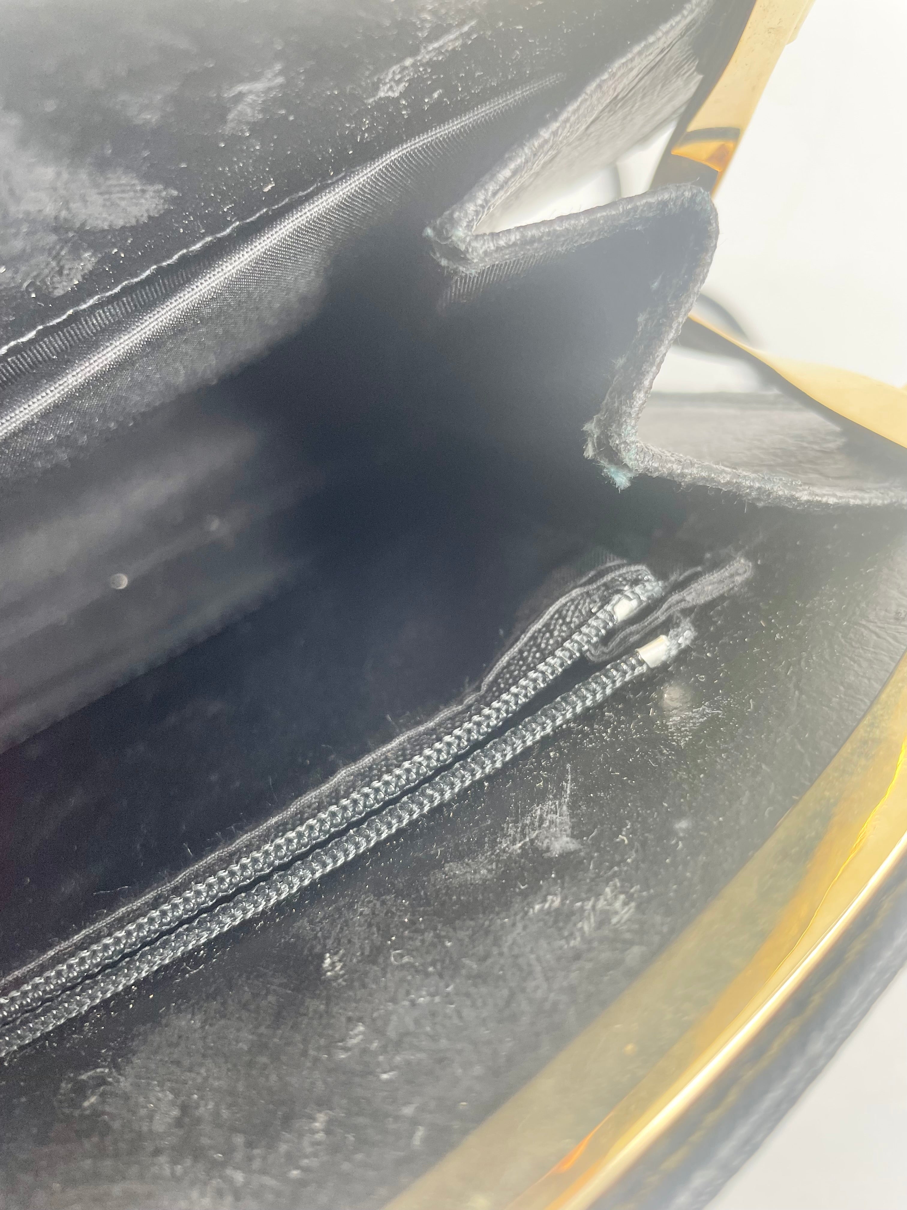 Vintage Glomesh Black Leather Contrast Evening Bag