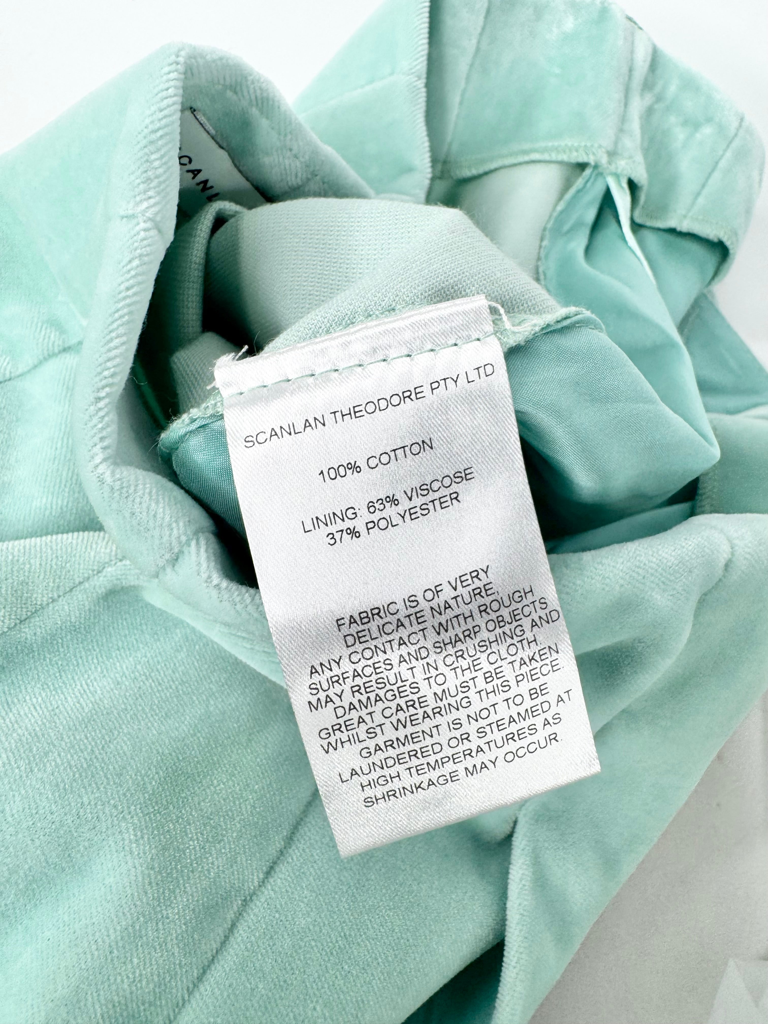 MFW Scanlan Theodore Mint Velvet Slacks NWT - AU6