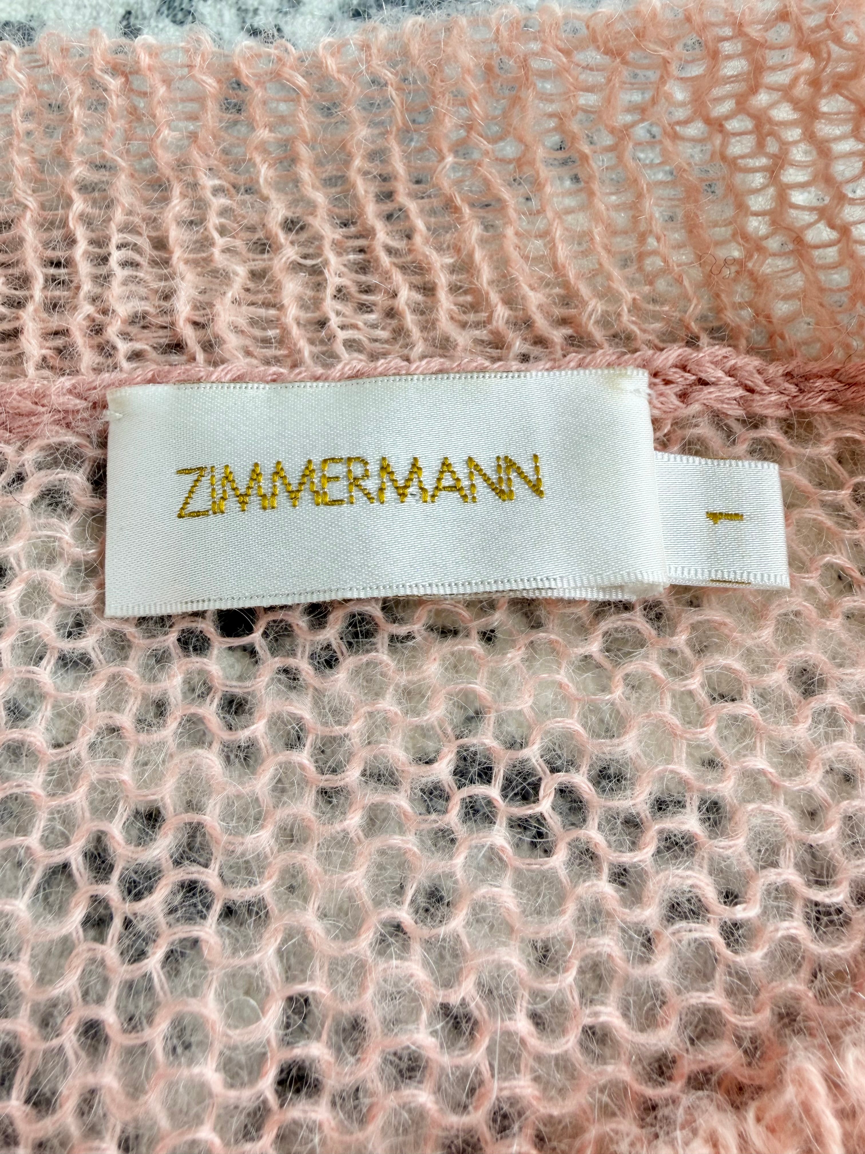 Zimmermann Pastel Peach Loose Knit Kid Mohair & Wool Blend Jumper - AU8/10