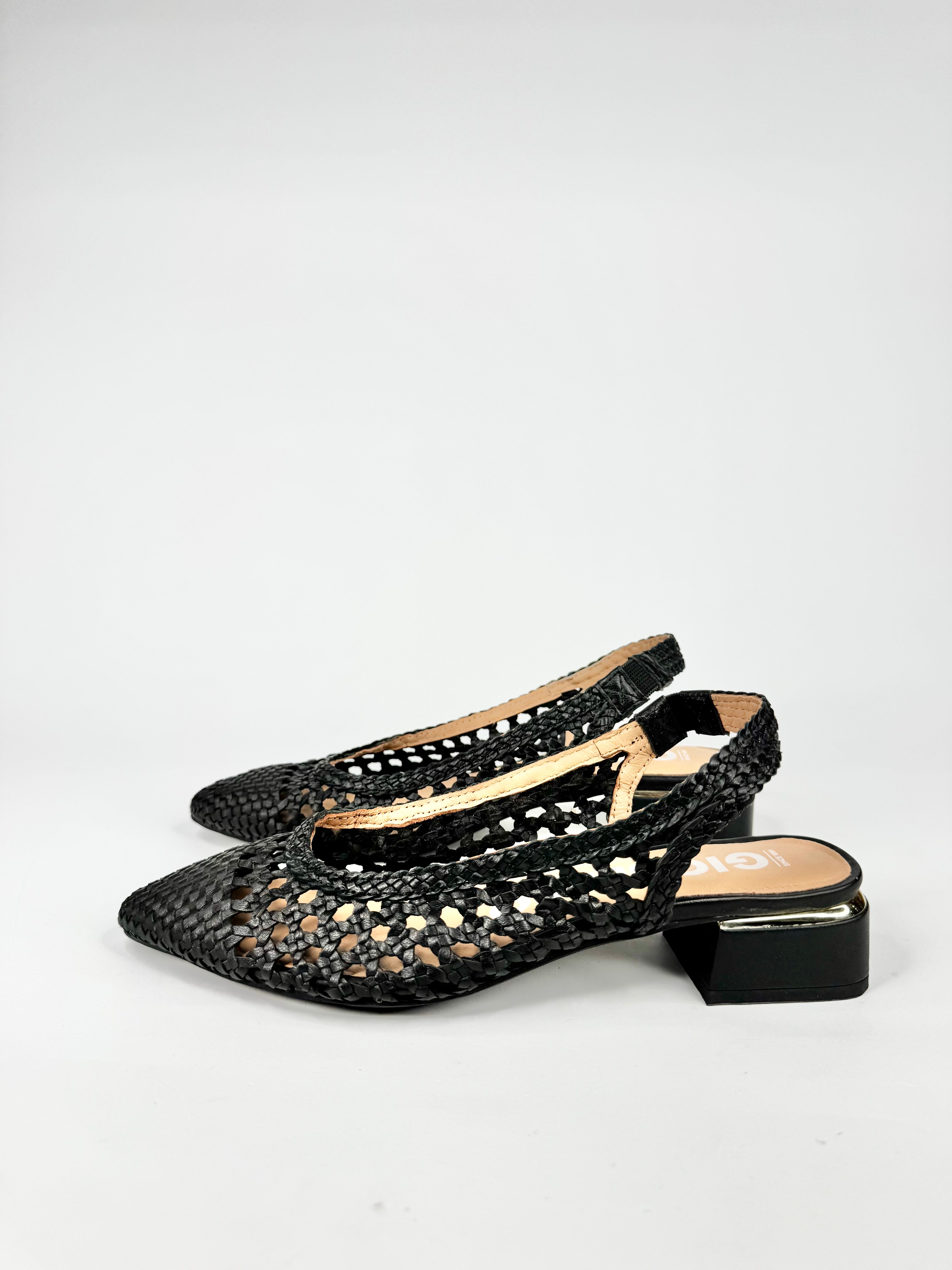 Gioseppo Black Woven Pointed Toe Flats - EU38