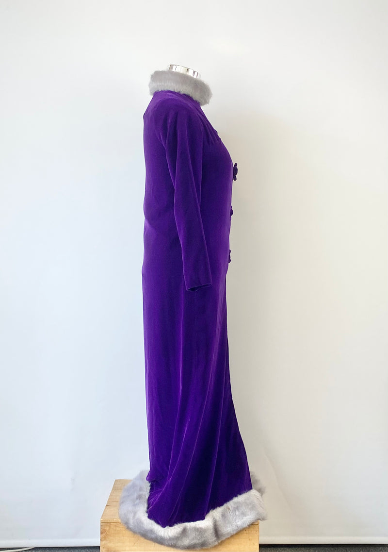 Vintage Violet Velvet Faux Fur Trim Coat/Dress - AU12