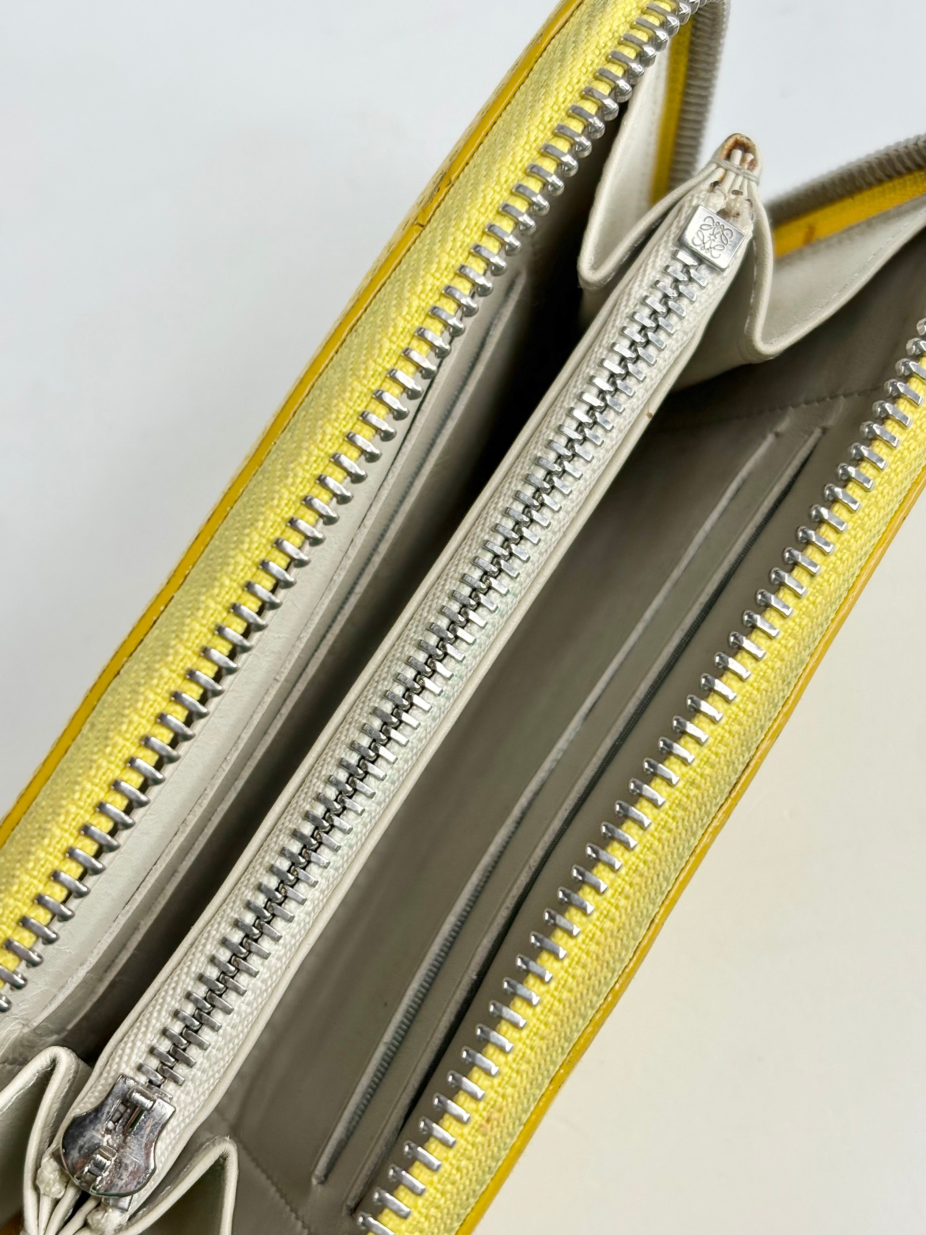 Loewe Canary Yellow Woven-Texture Leather Wallet