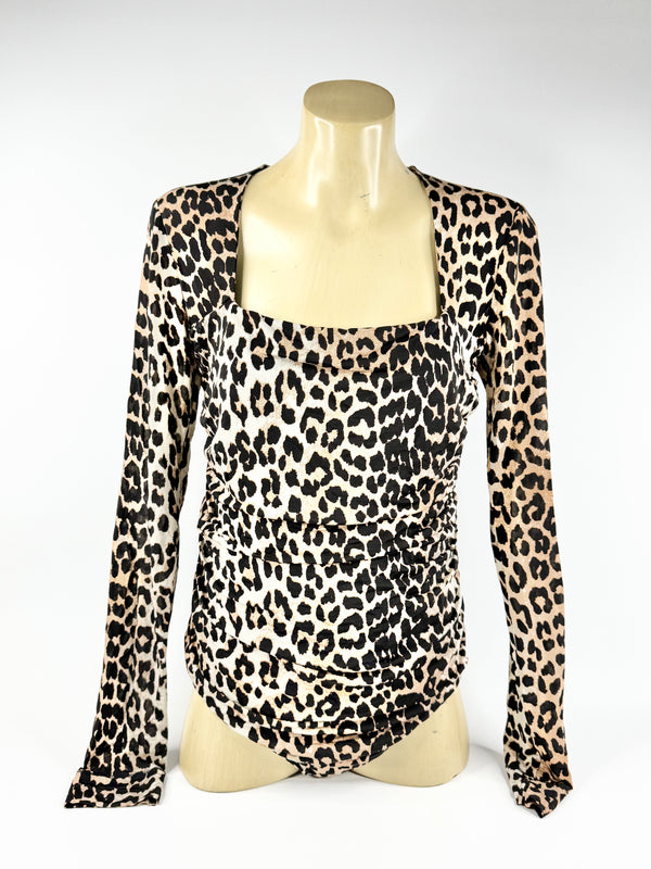 Ganni Leopard Print Bodysuit - AU10