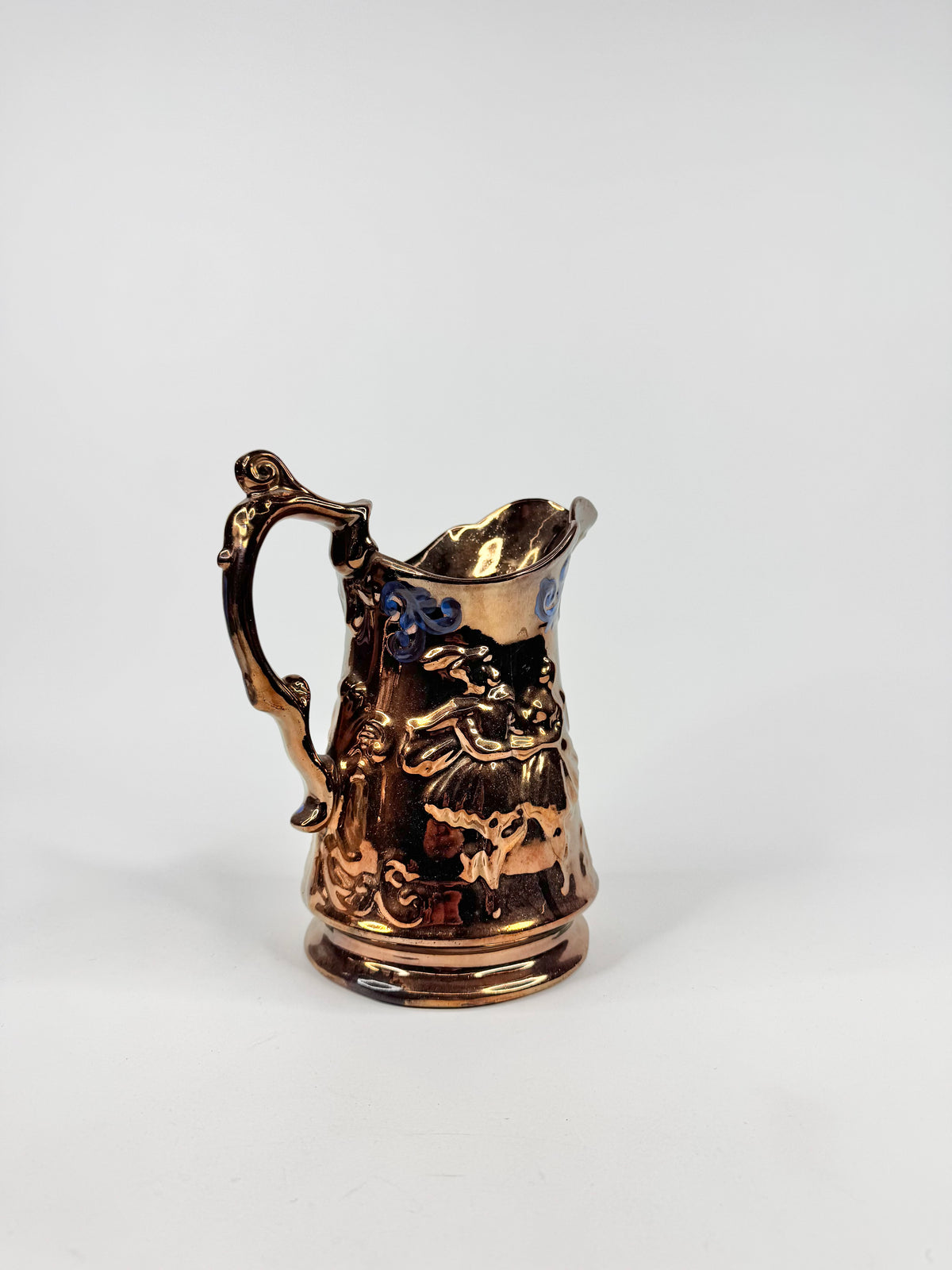Vintage Copper Lustre Pitcher With Dancing Ballerinas