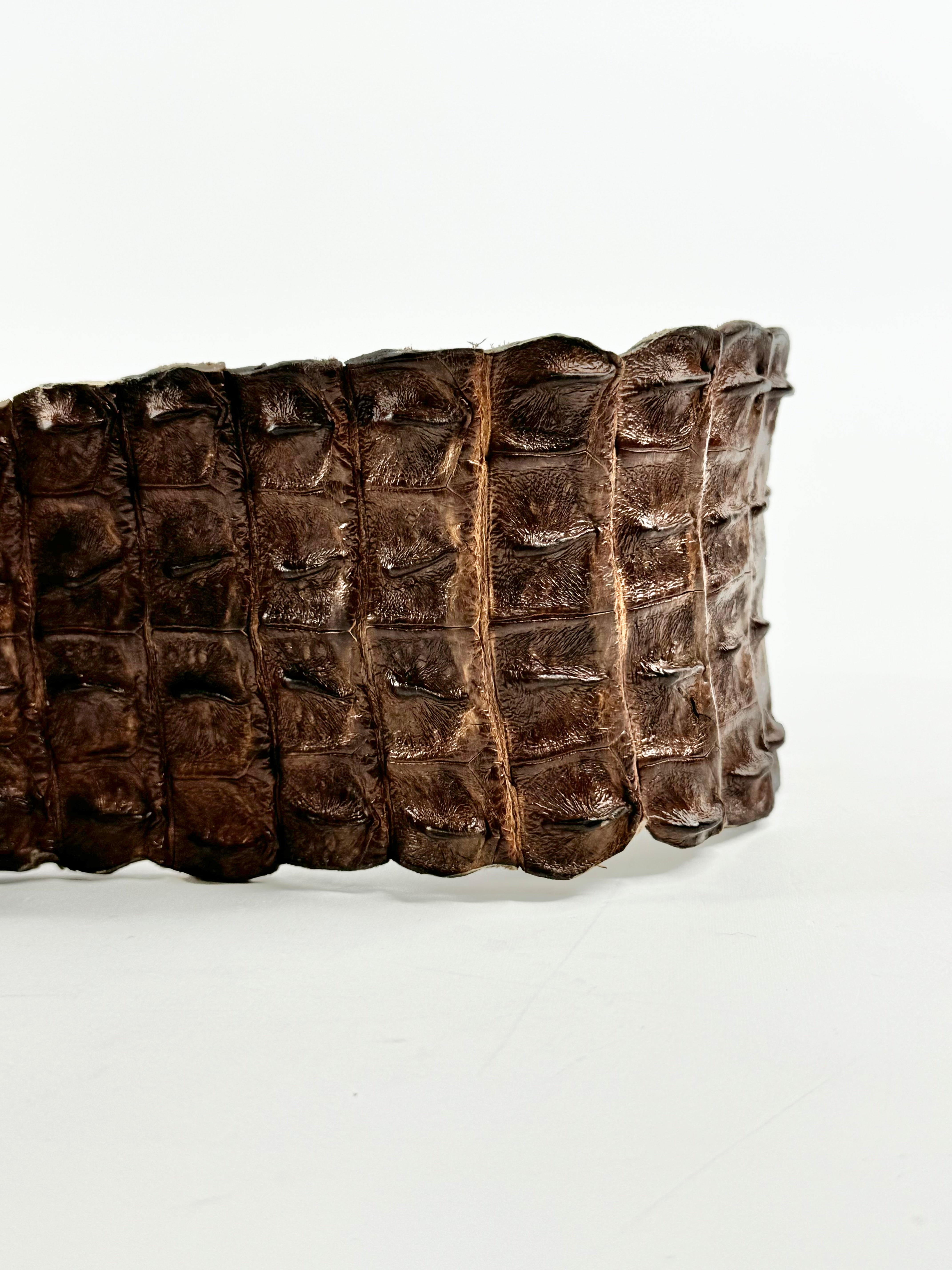 Vintage Wide Brown Crocodile Leather Belt
