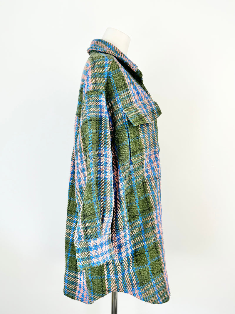 Essential Antwerp Green, Pink & Blue Plaid Coat - AU12