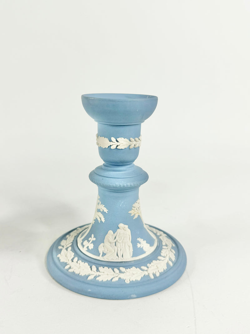 Wedgwood Blue Jasperware Candlesticks