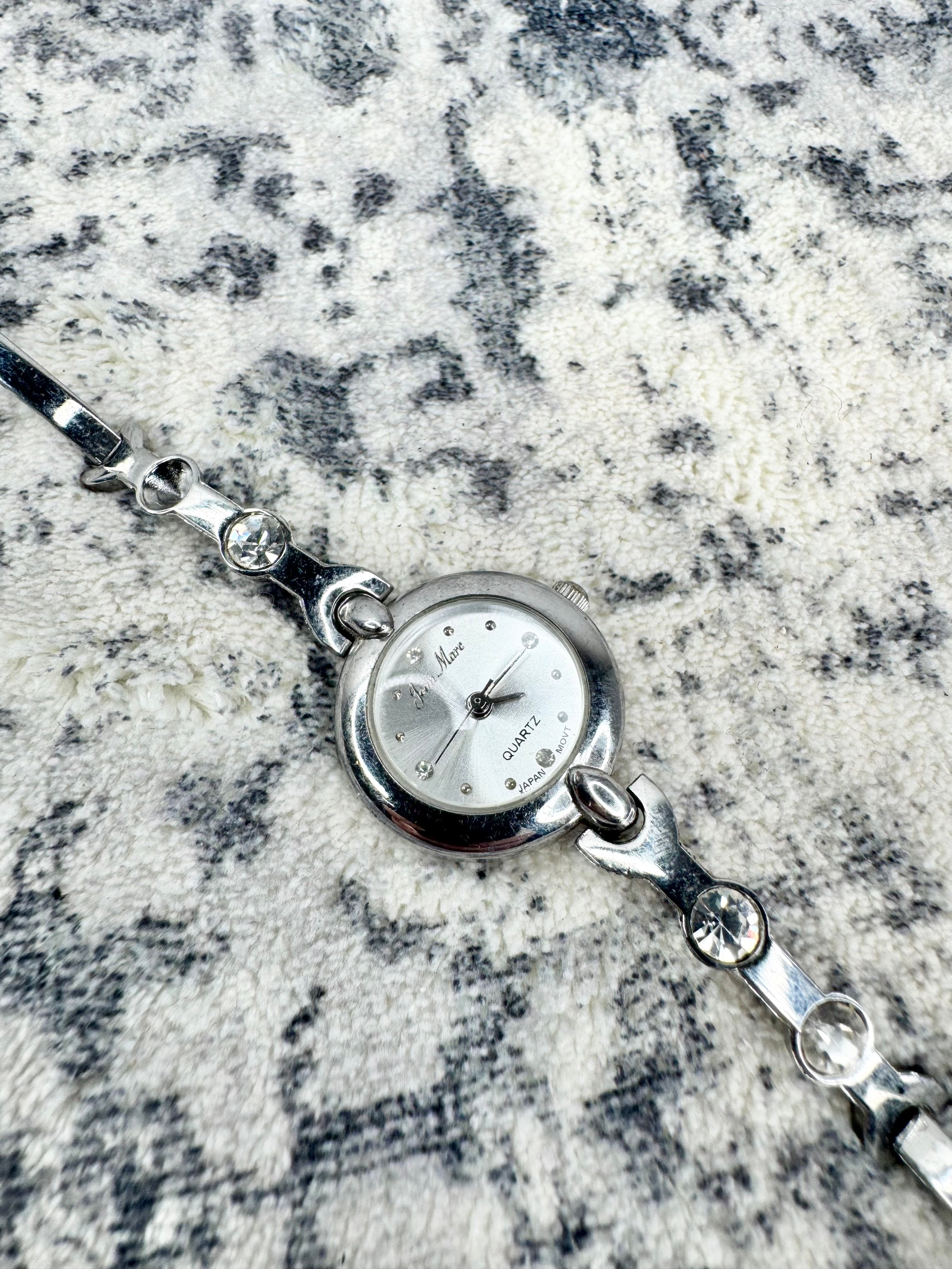 Y2K Jean Marie Silver Tone Jewel Embellished Watch