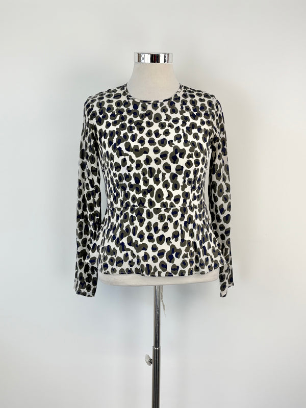 Grace Melbourne Silk Animal-Style Print Peplum Top - AU12