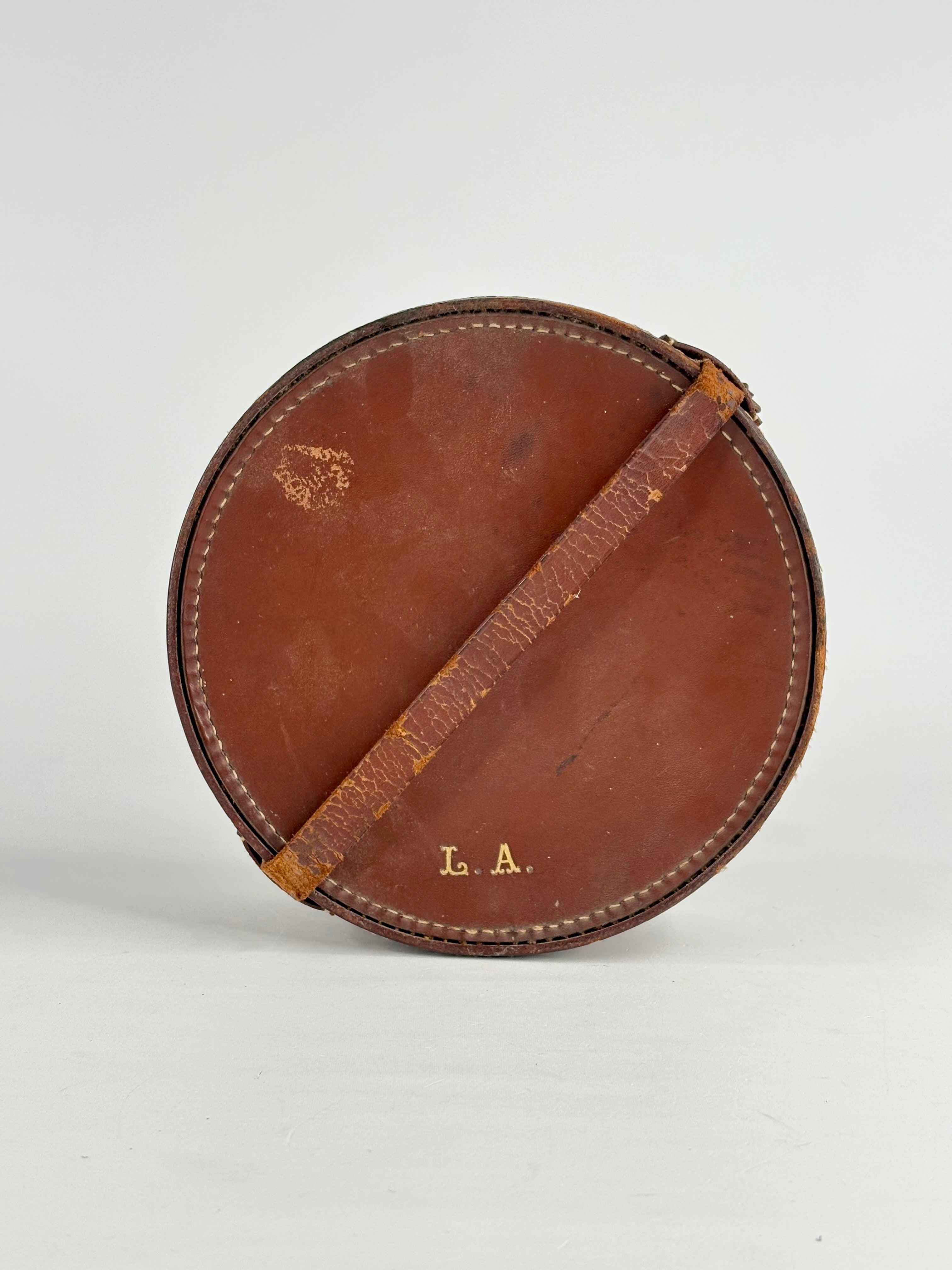 Vintage Russet-Brown Leather Collar Box