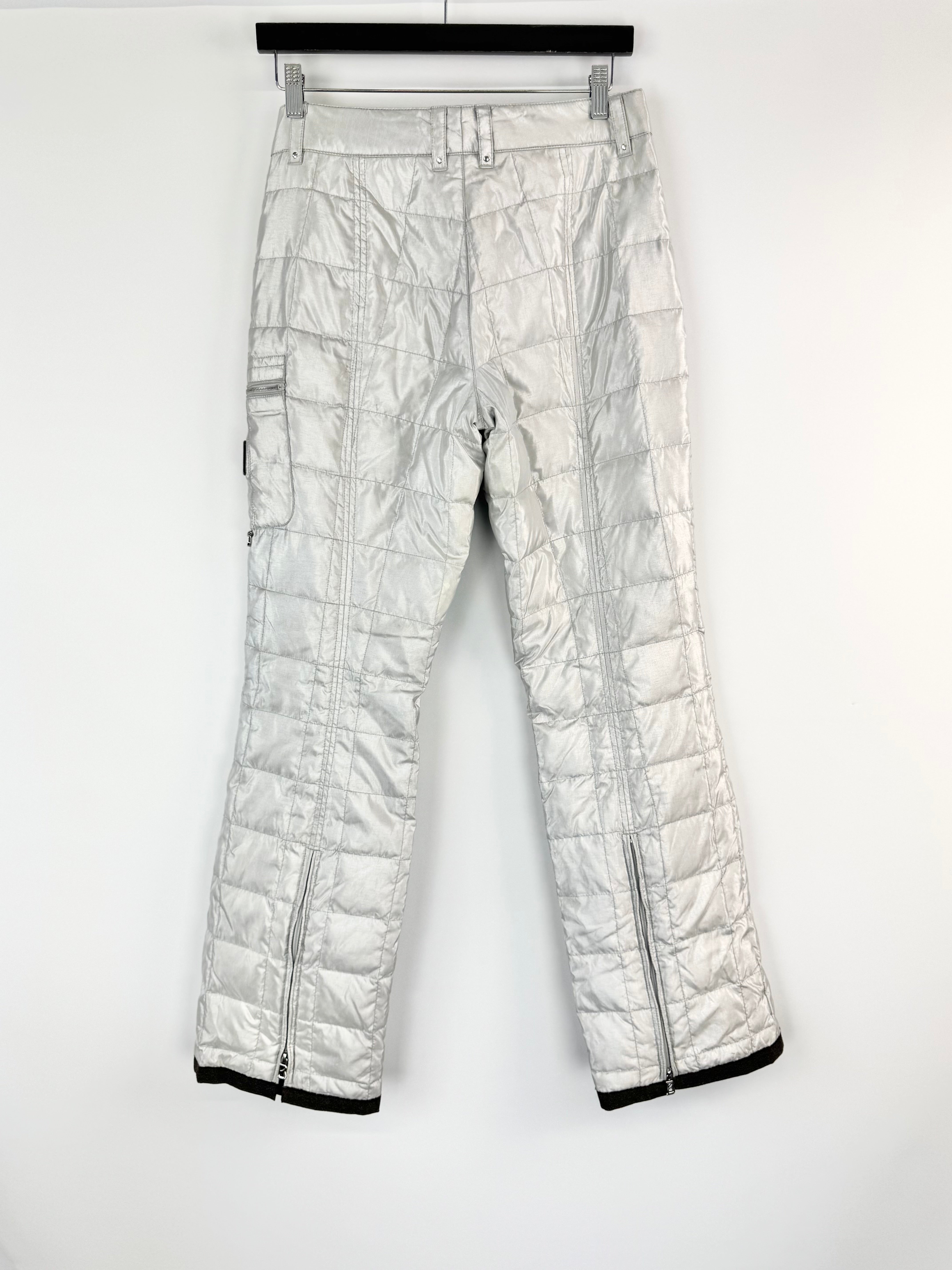 Bogner Metallic Silver Grid Quilted Slacks - AU10