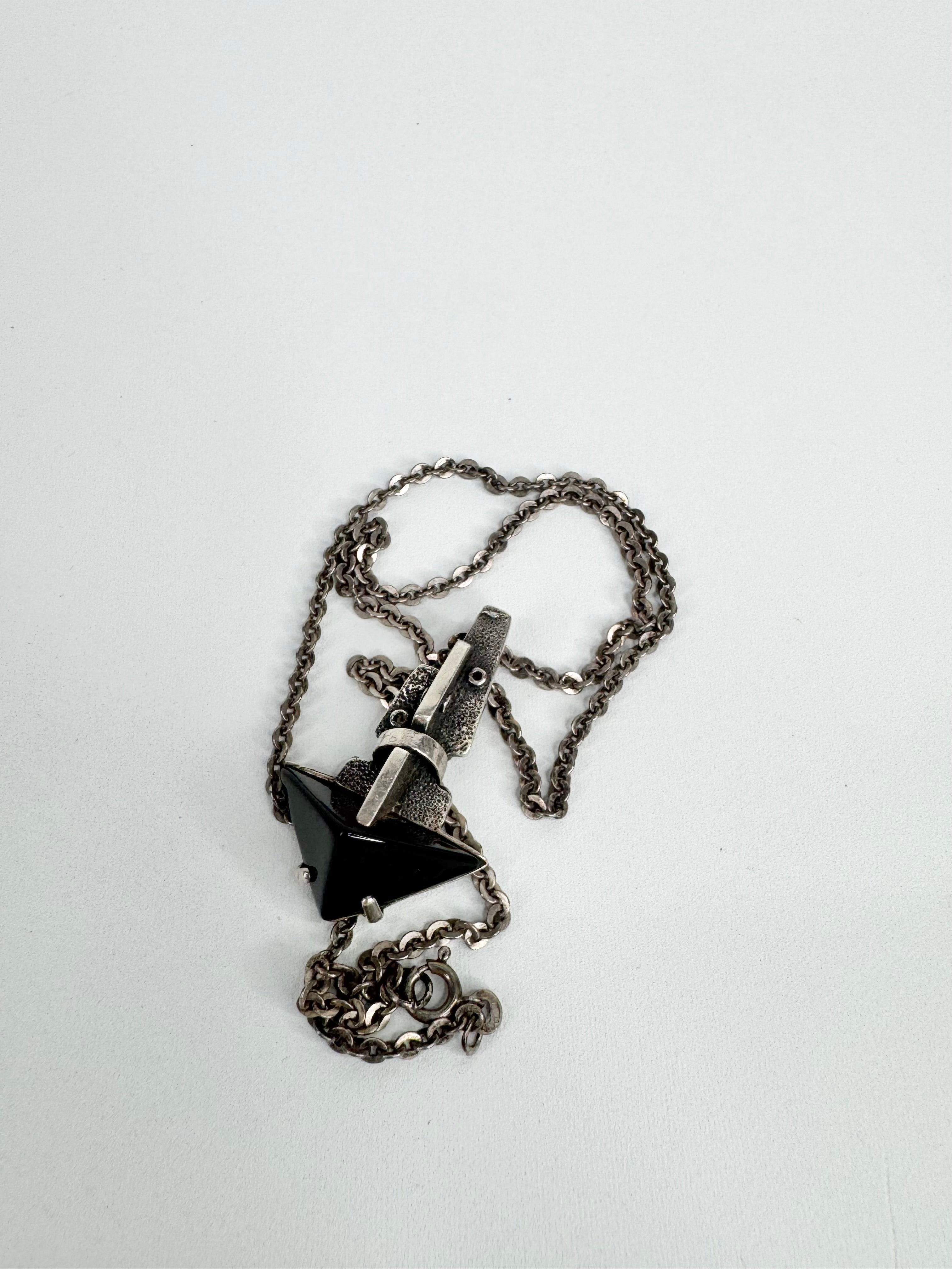 Silver Modernist Triangular Jewel Necklace