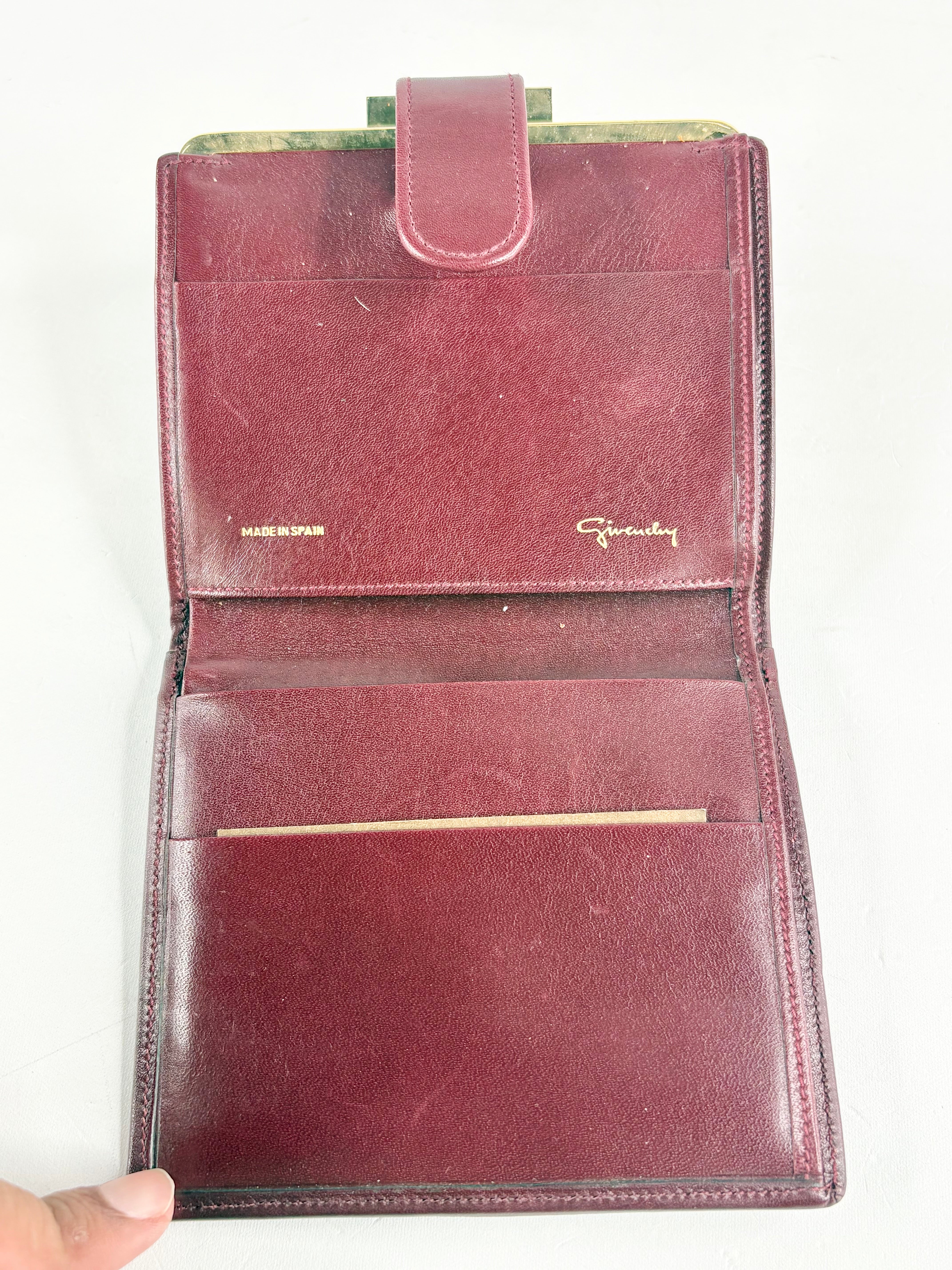 Vintage 70s Givenchy Maroon Leather Jacquard Wallet