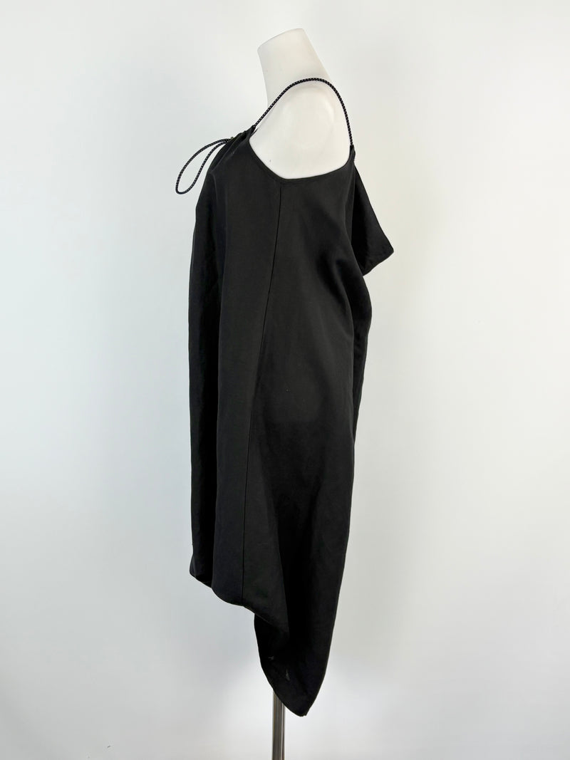 Company of Strangers Black Linen-Blend Adjustable Strap Dress - AU8