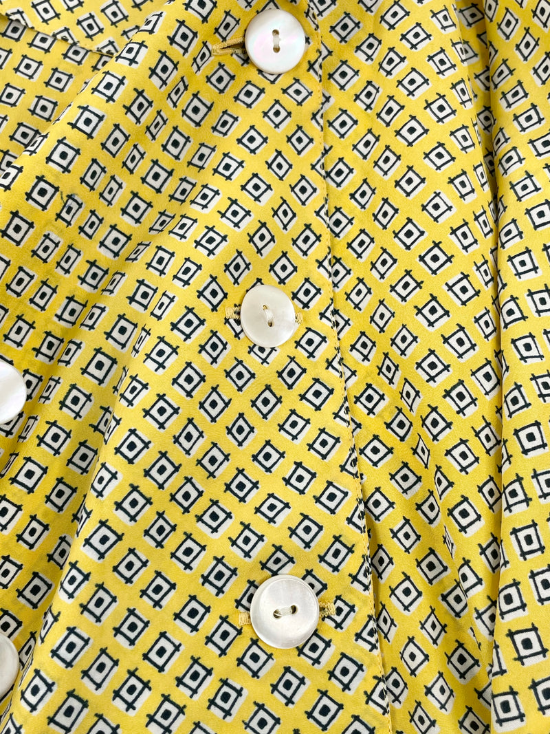 Jaeger London Vintage Yellow Patterned Shirt - S