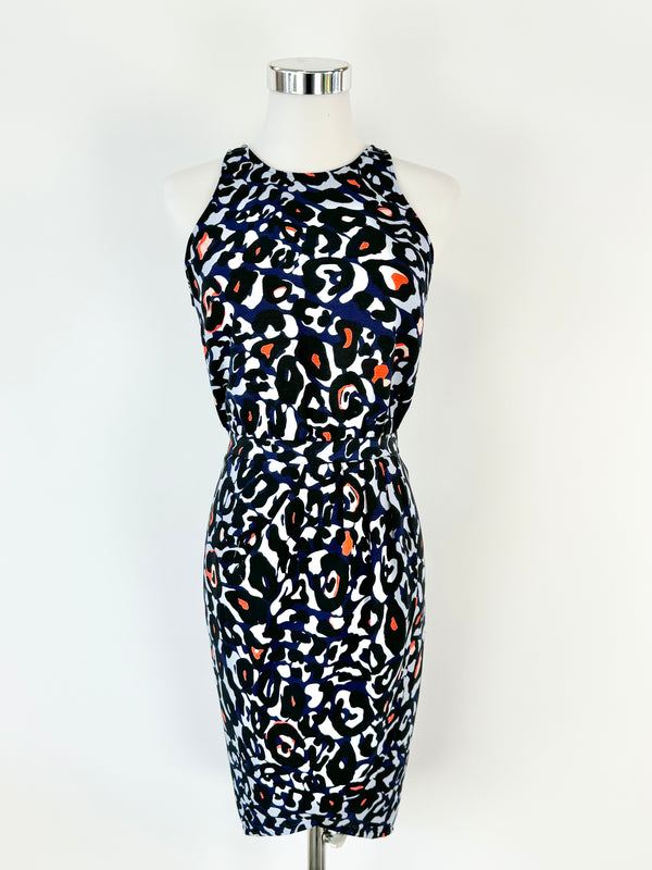 Camilla & Marc Blue Abstract Pattern 'Vivaldi' Halter Neck Dress - AU6