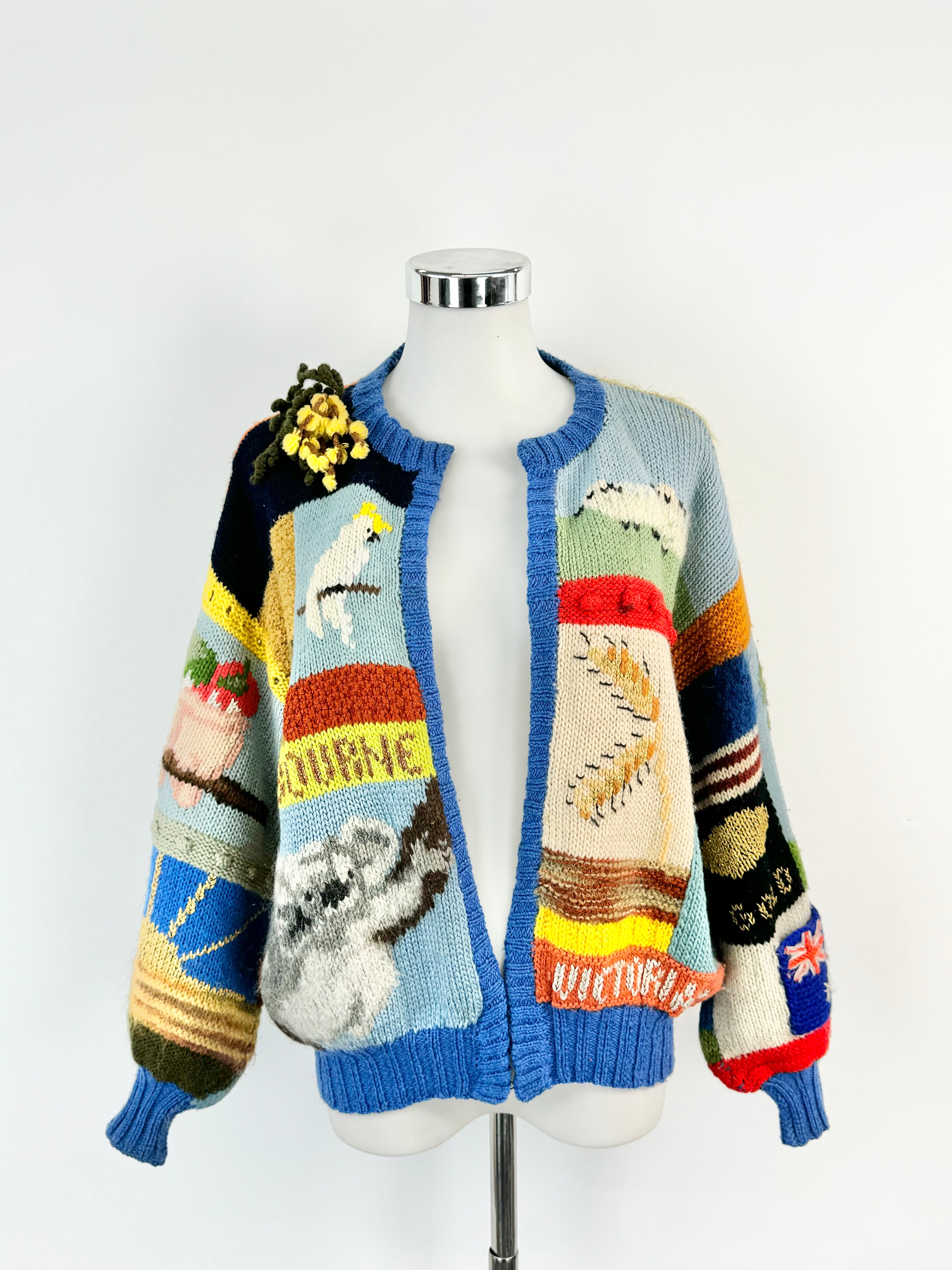 Vintage Patchwork Knit Melbourne Cardigan - AU8/10