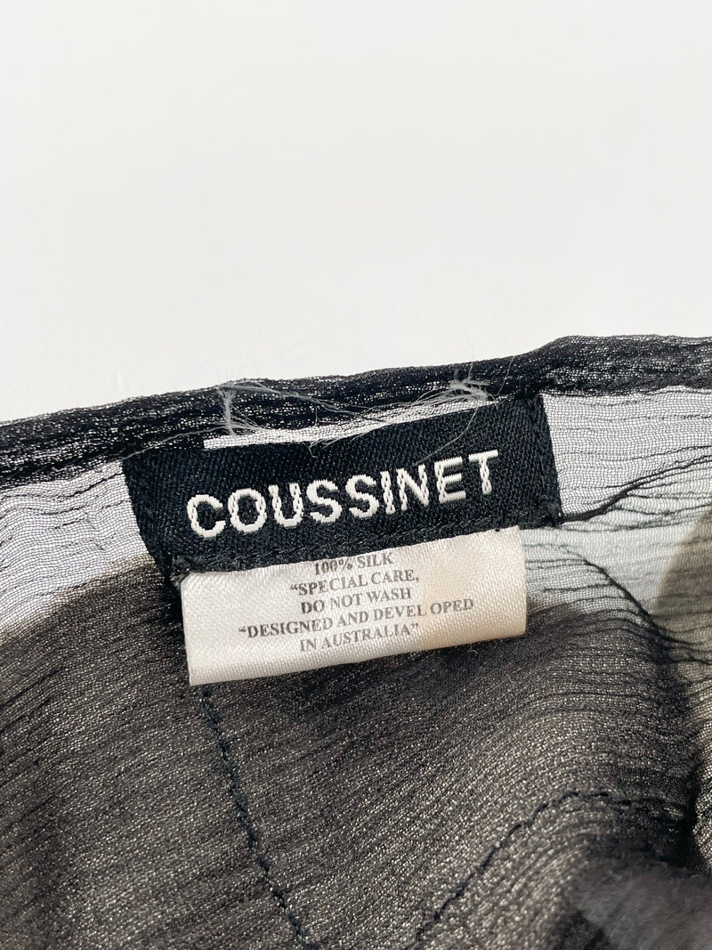 Coussinet Black with Suede & Velvet Contrast Silk Scarf