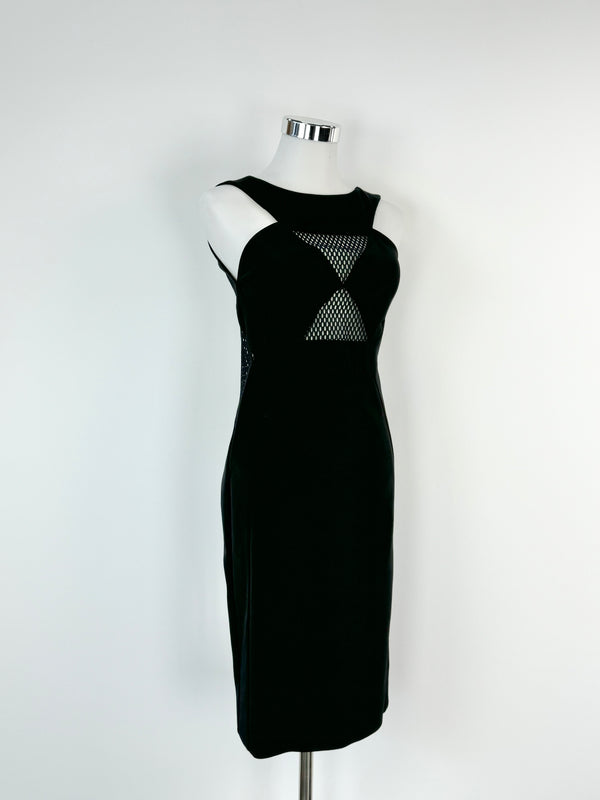 Gucci 2009 Black Mesh Panel Midi Dress - AU10