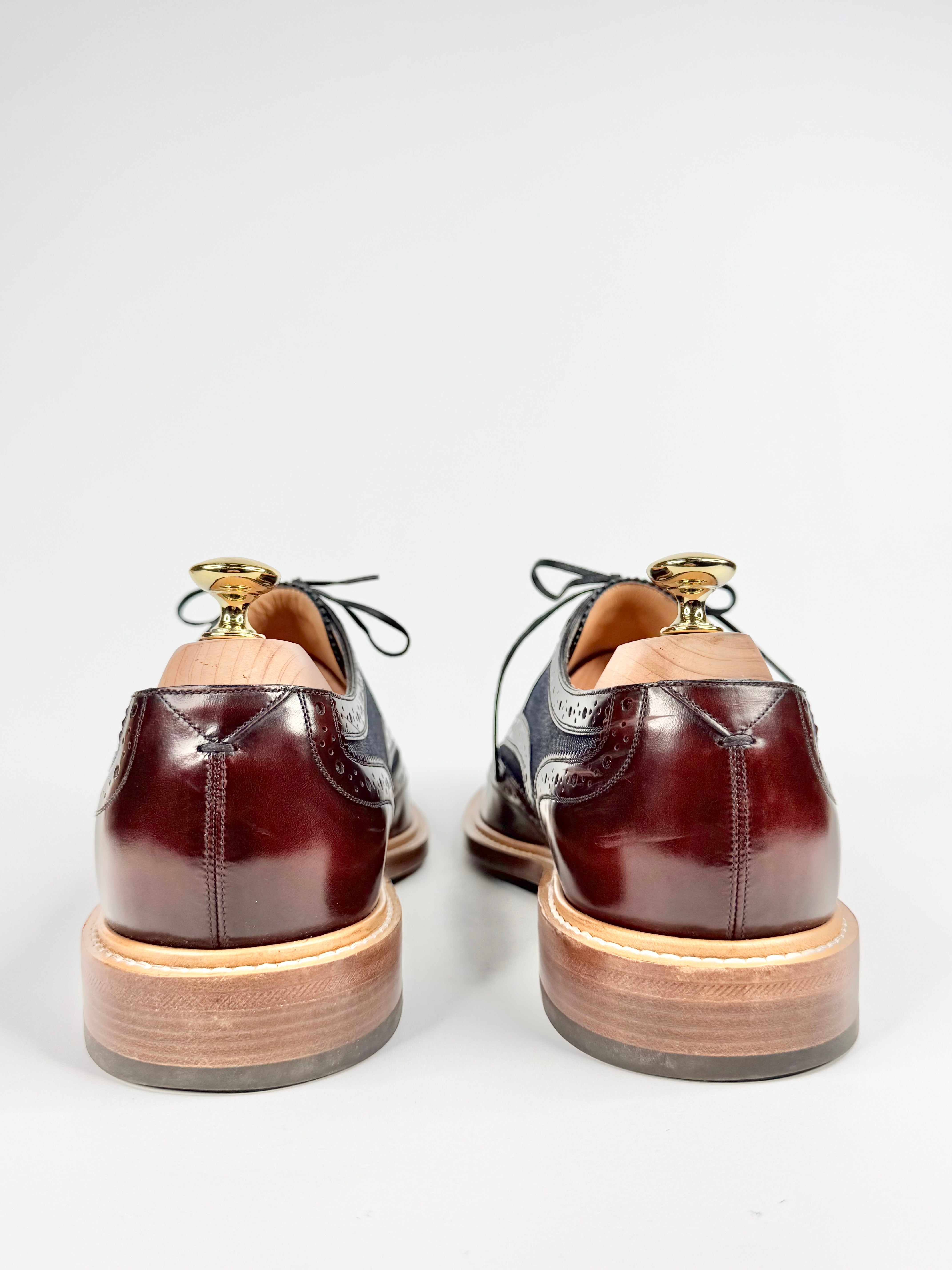 Louis Vuitton 'Voltaire' Denim & Burgundy Leather Derby Shoes - EU43