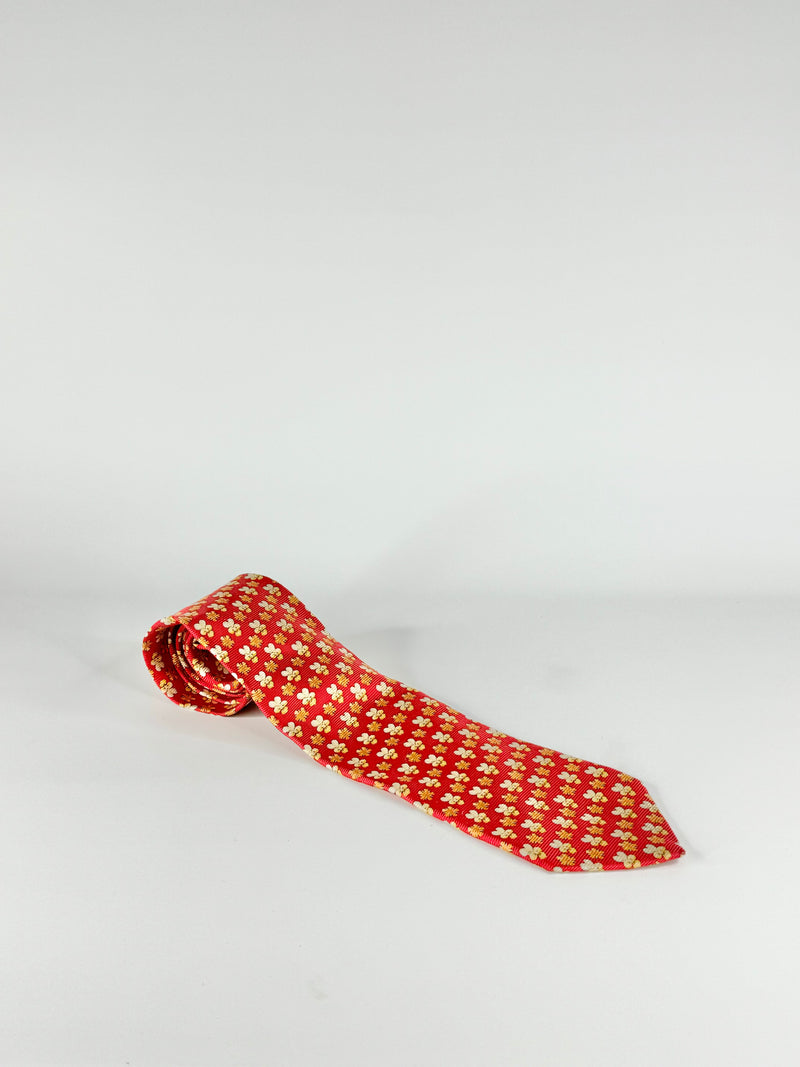 Ermenegildo Zegna Red Floral Silk Tie