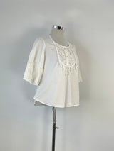 Anne Fontaine White Ceverine 3/4 Sleeve Blouse - AU16/18