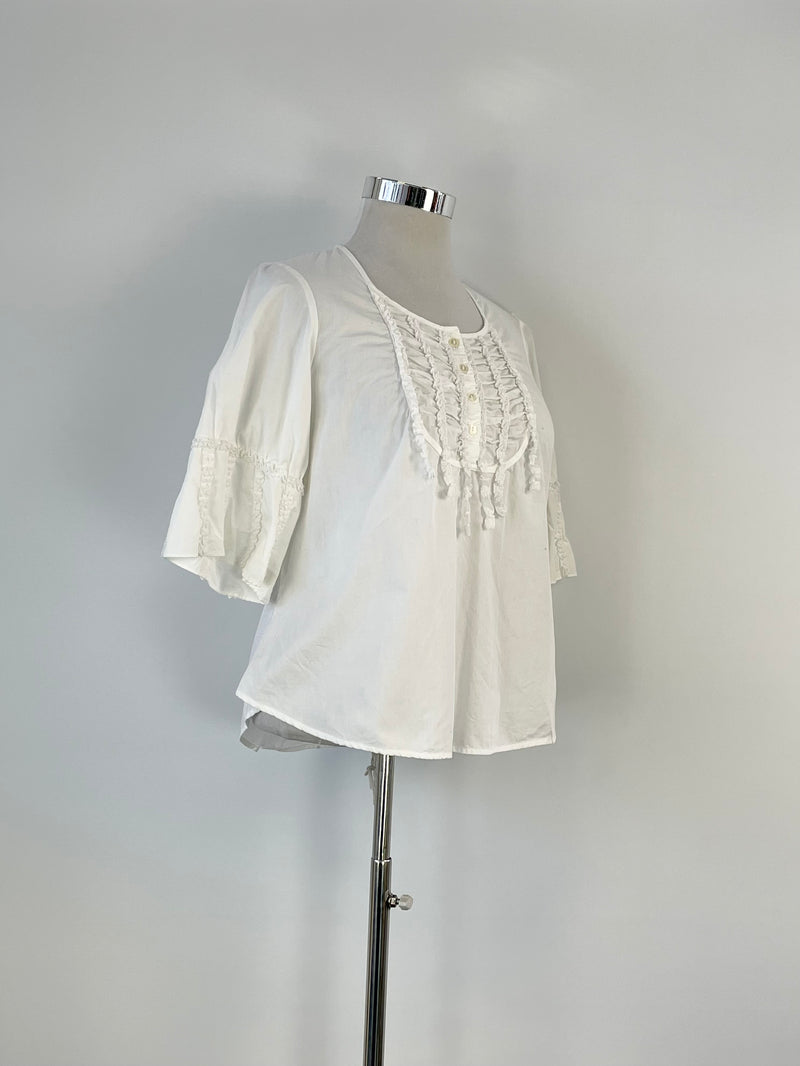 Anne Fontaine White Ceverine 3/4 Sleeve Blouse - AU16/18