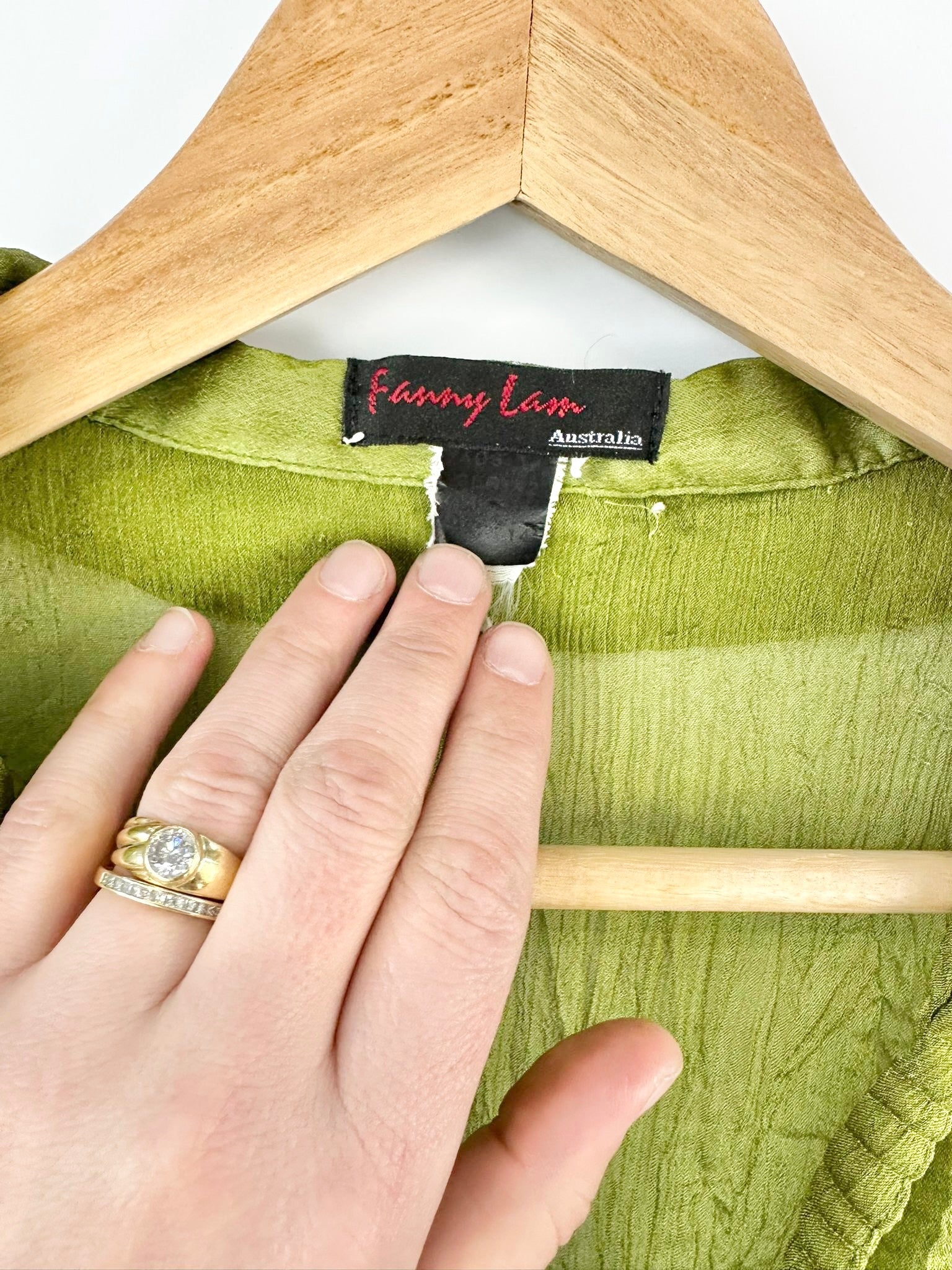 MFW Fanny Lam Olive Green Button Up Blouse - AU10/12