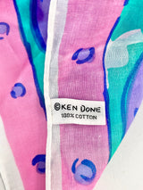 Vintage Ken Done Sky Blue & Pink Great Barrier Reef Scarf