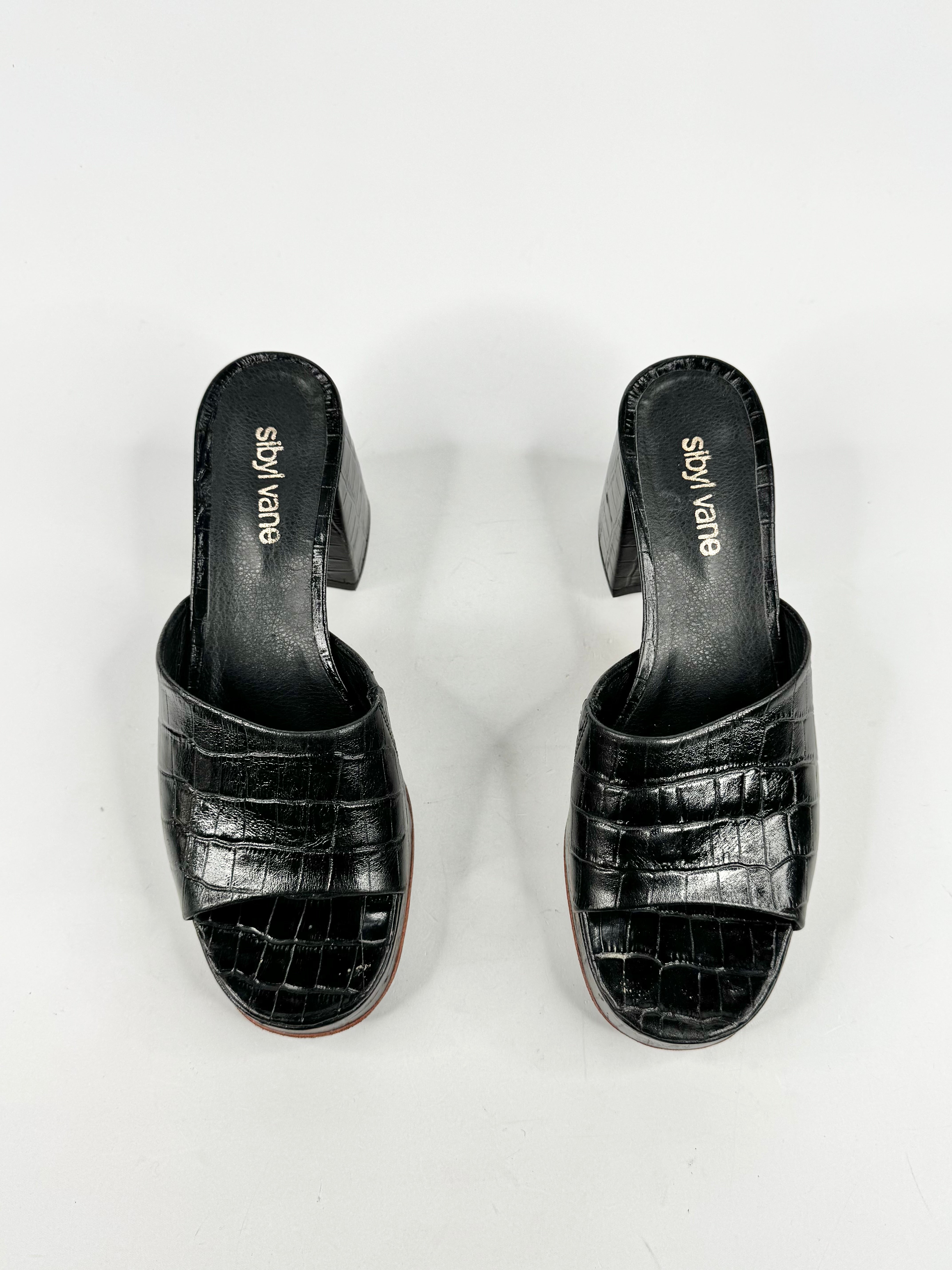 Sibyl Vane Black Faux Croc Heels - EU40