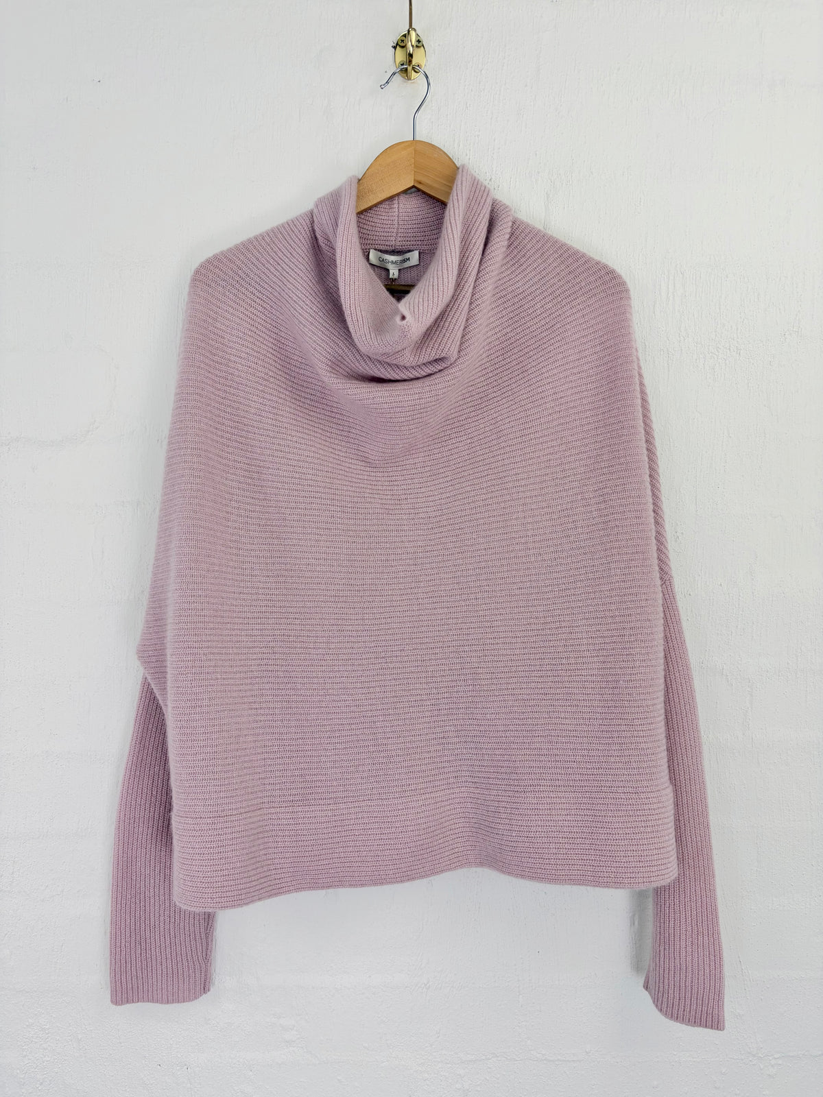 Cashmerism Dusty Pink Cashmere Rib Knit Cowl Neck Crop Top NWT - AU12