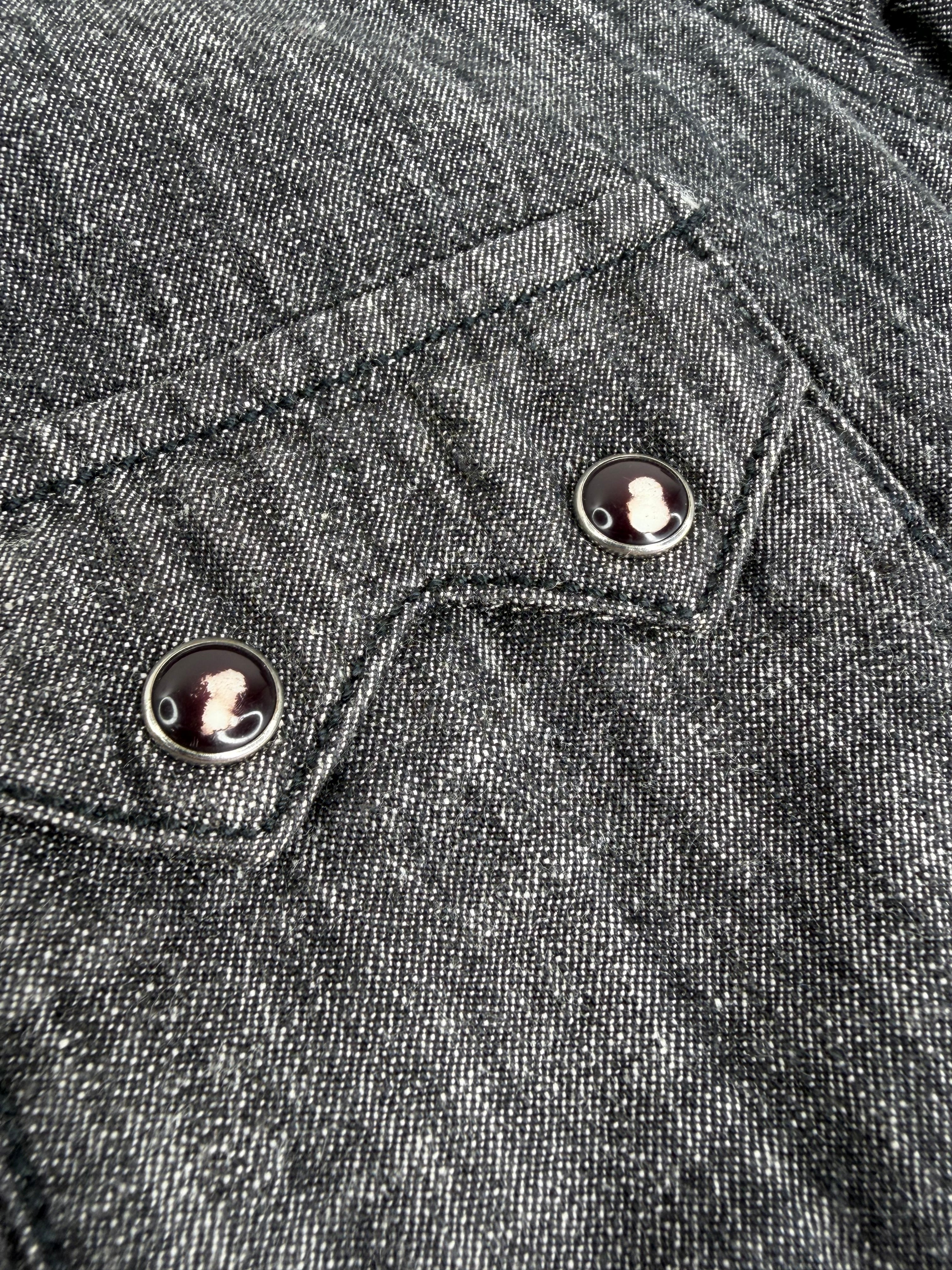 DKNY Jeans Grey Button Western Style Short Sleeve Blouse - AU8/10