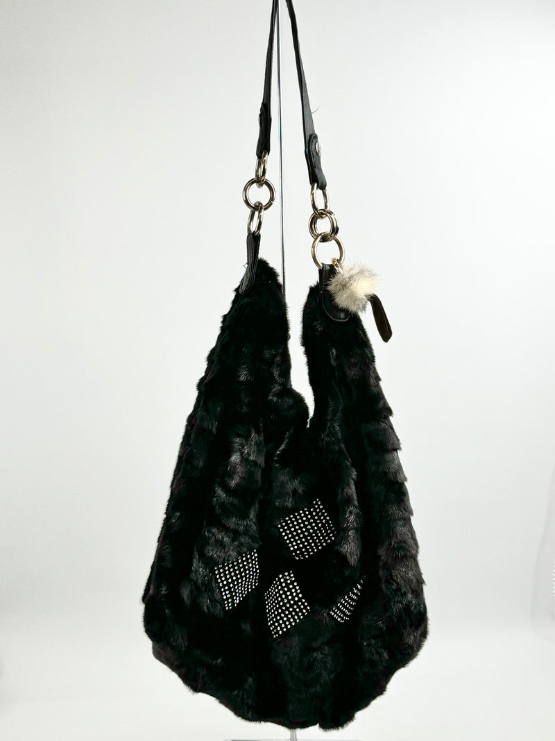 Black Fur Tote Bag