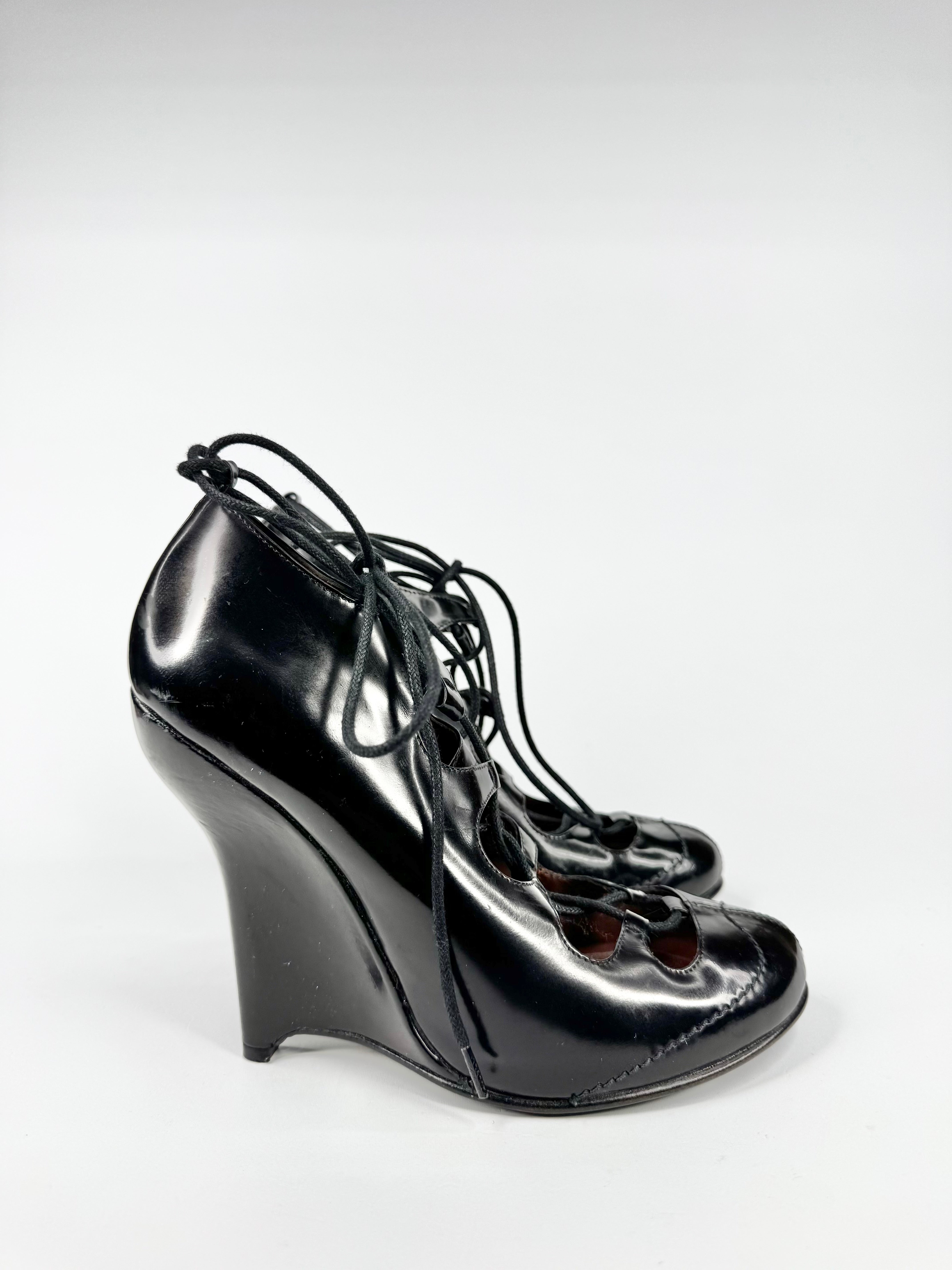 Opening Ceremony Black Lace Up Wedges - EU38