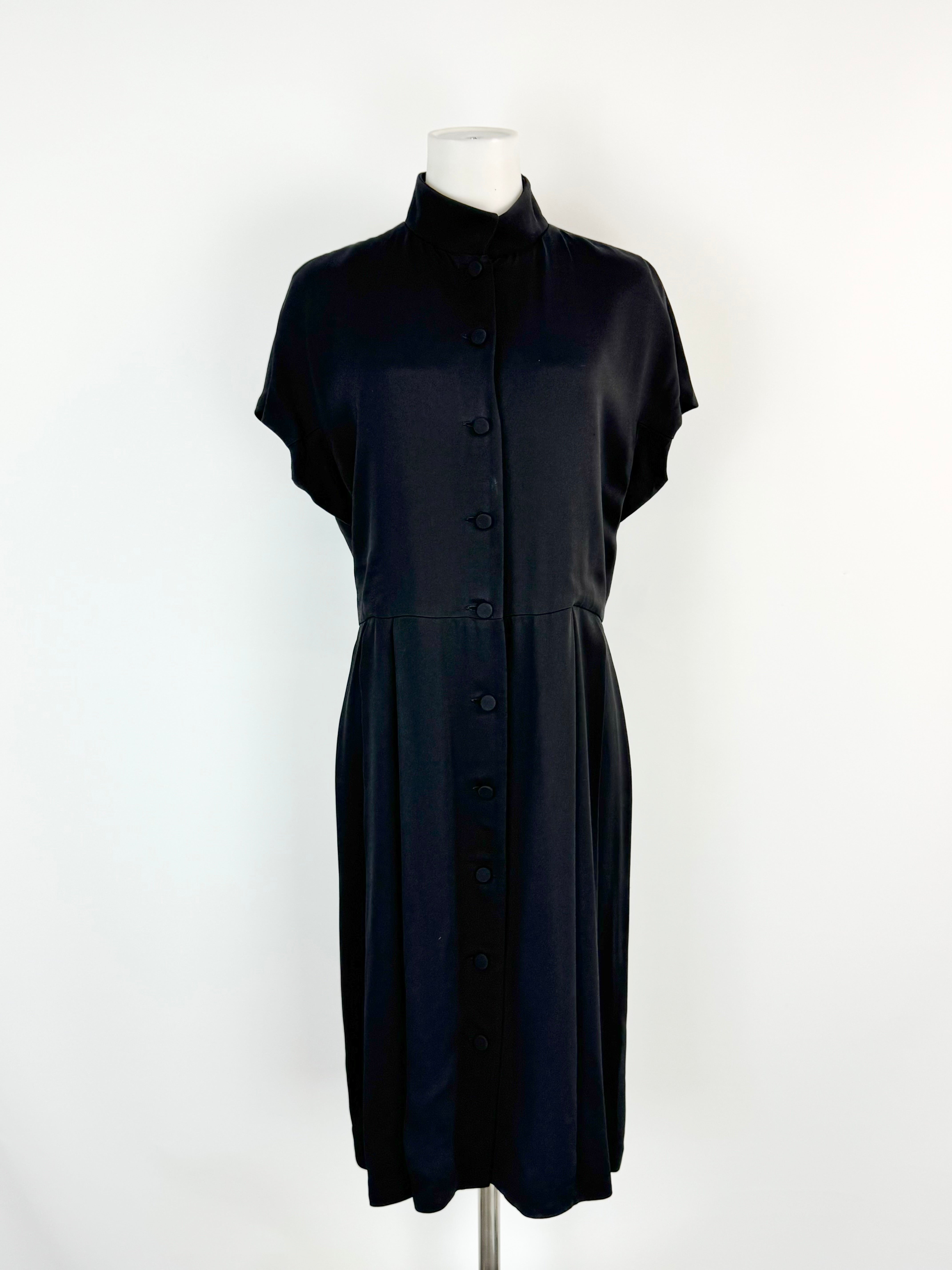 Bally Black Button Down Pleated Skirt Dress - AU10/12