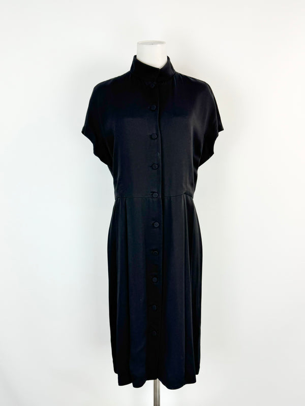 Bally Black Button Down Pleated Skirt Dress - AU10/12