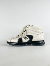 Hogan by Karl Lagerfeld White & Black Leather High-Top Sneakers - EU36