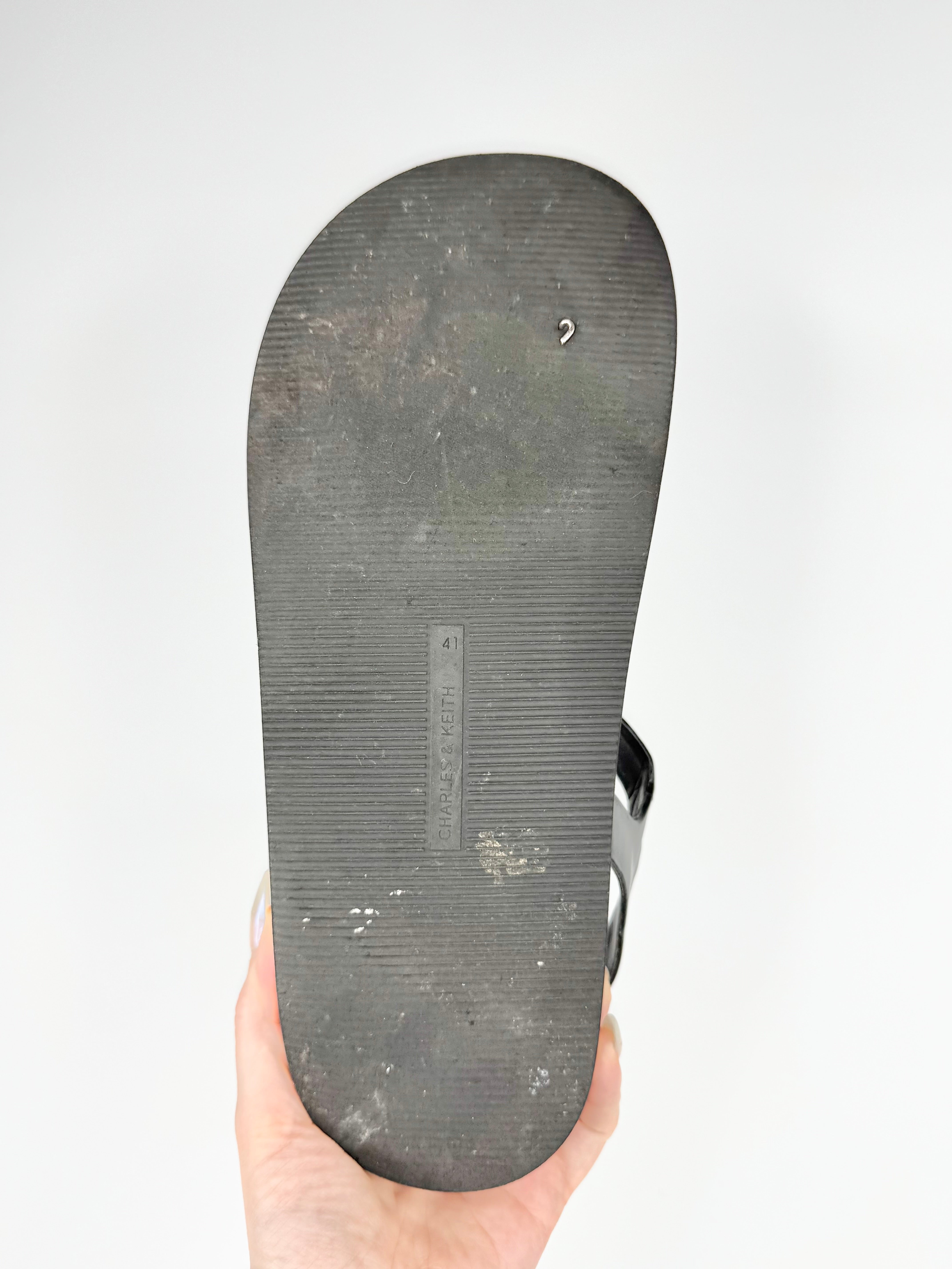 Charles & Keith Black Open Toe Sandals - EU41